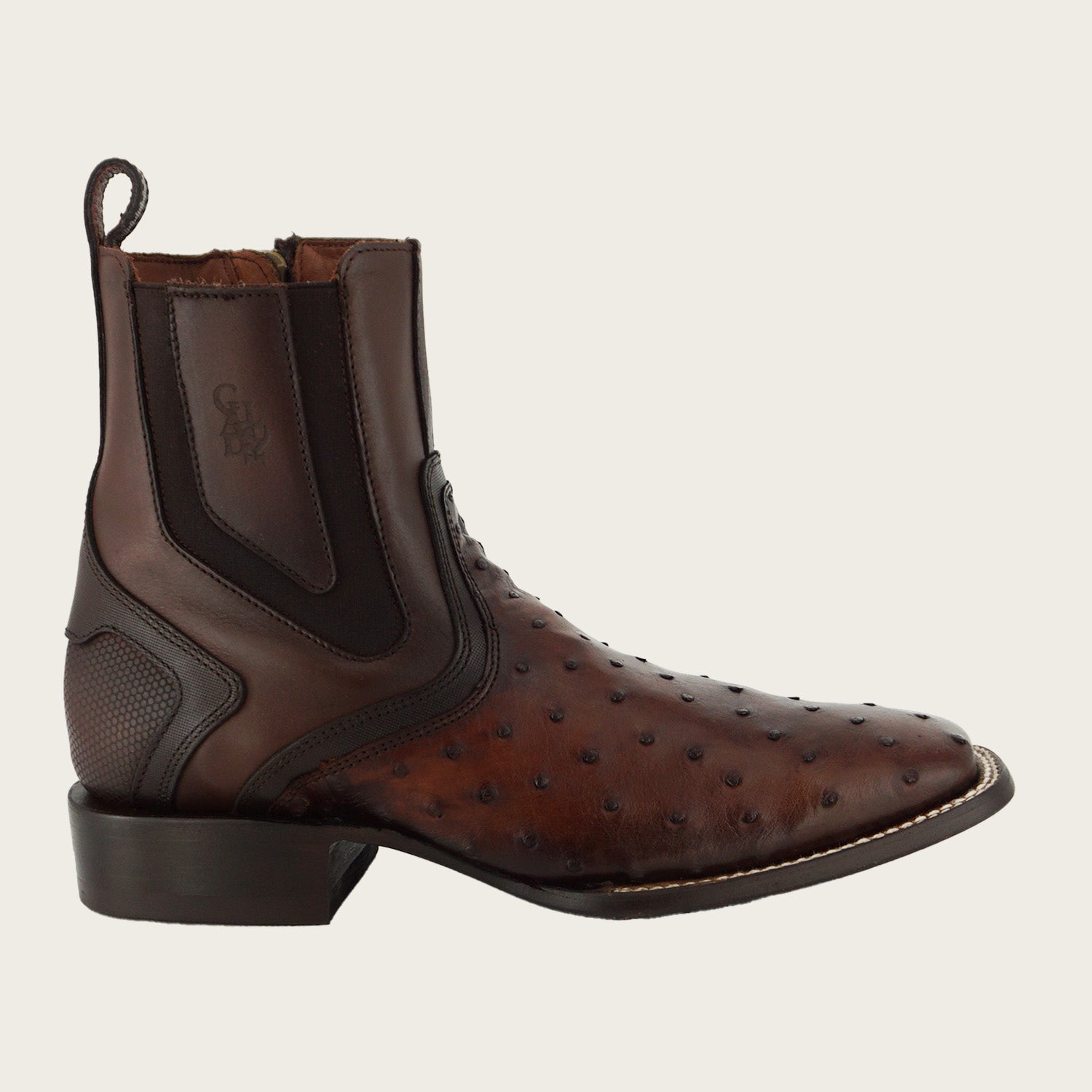 Cuadra Men's Ostrich Zipper & Elastic Square Toe CU888 - Moroni Castano