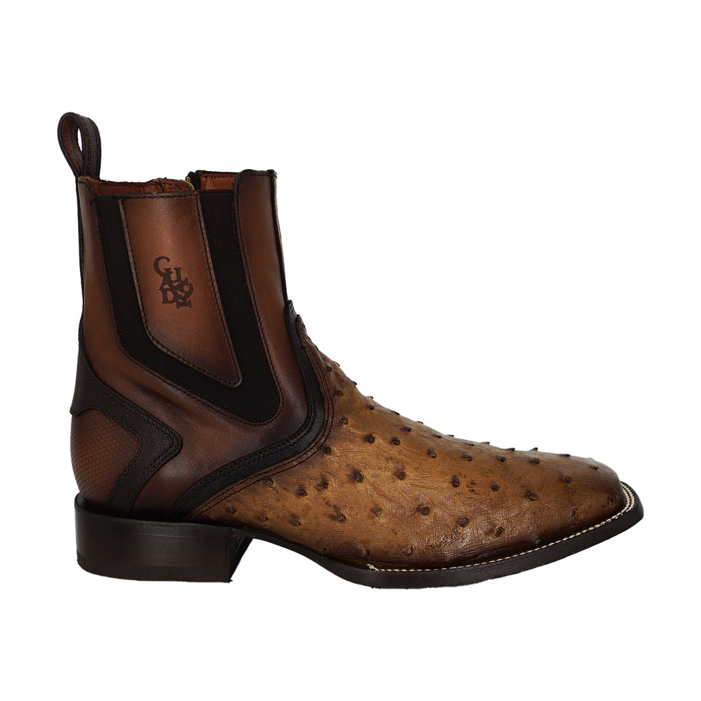 Cuadra Men's Ostrich Zipper & Elastic Square Toe CU889 - Lugano Cafe