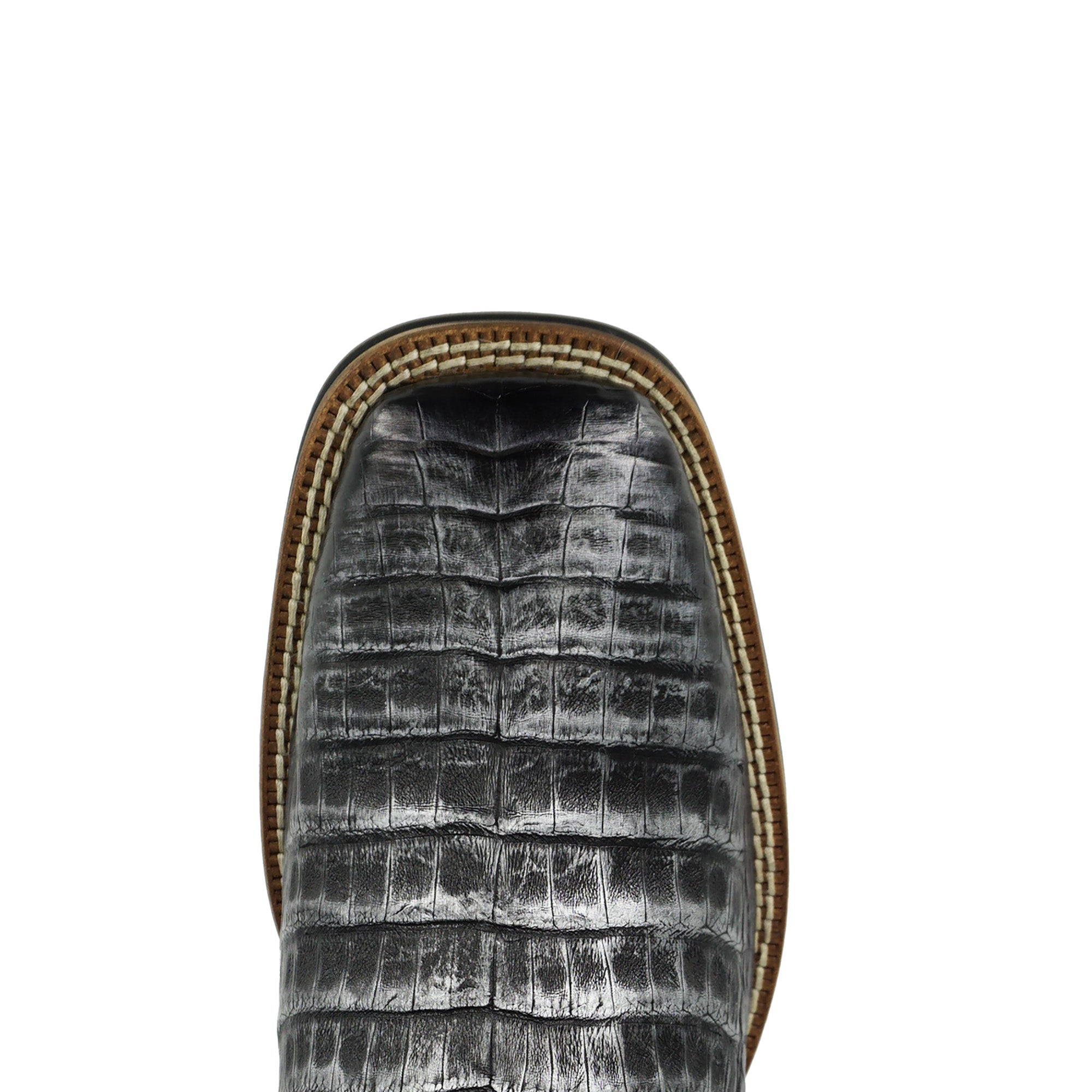 Cuadra Men's Caiman Embroidery & Laser Square Toe CU976 - Silver & Black