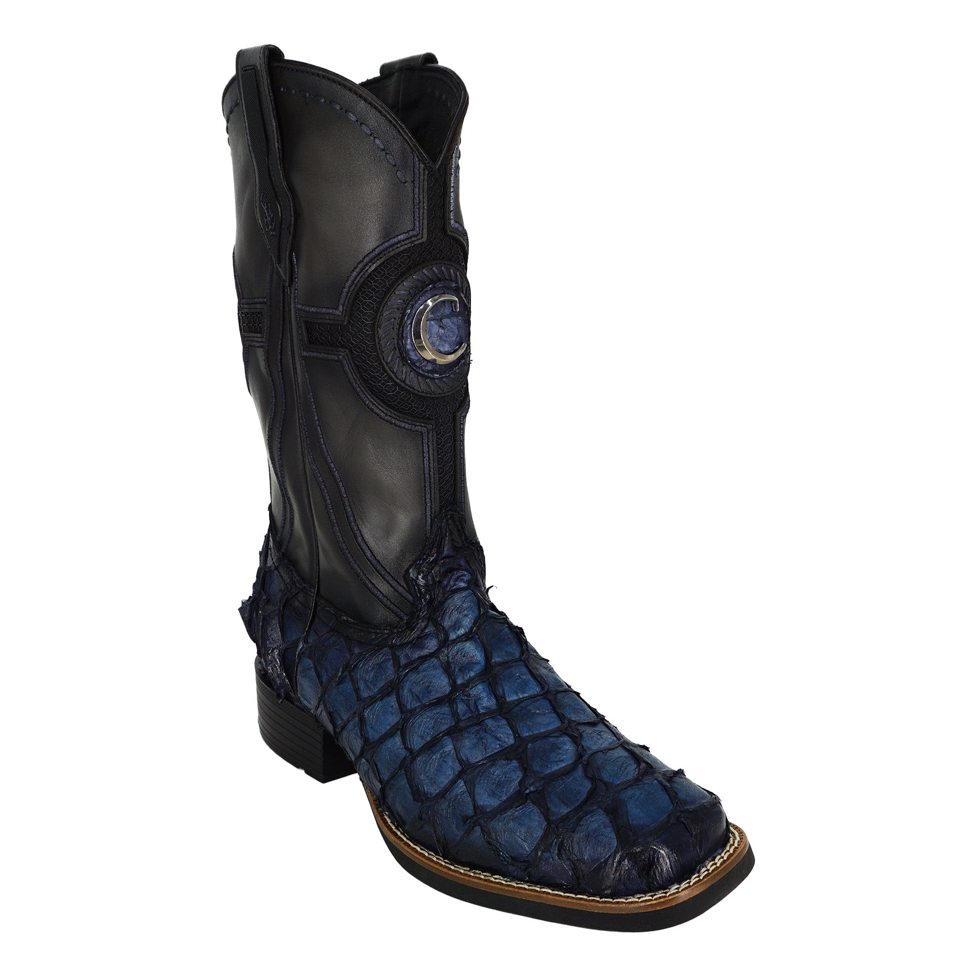 Men's Cuadra Pirarucu Fish Embroidery Boot CU981 - Navy