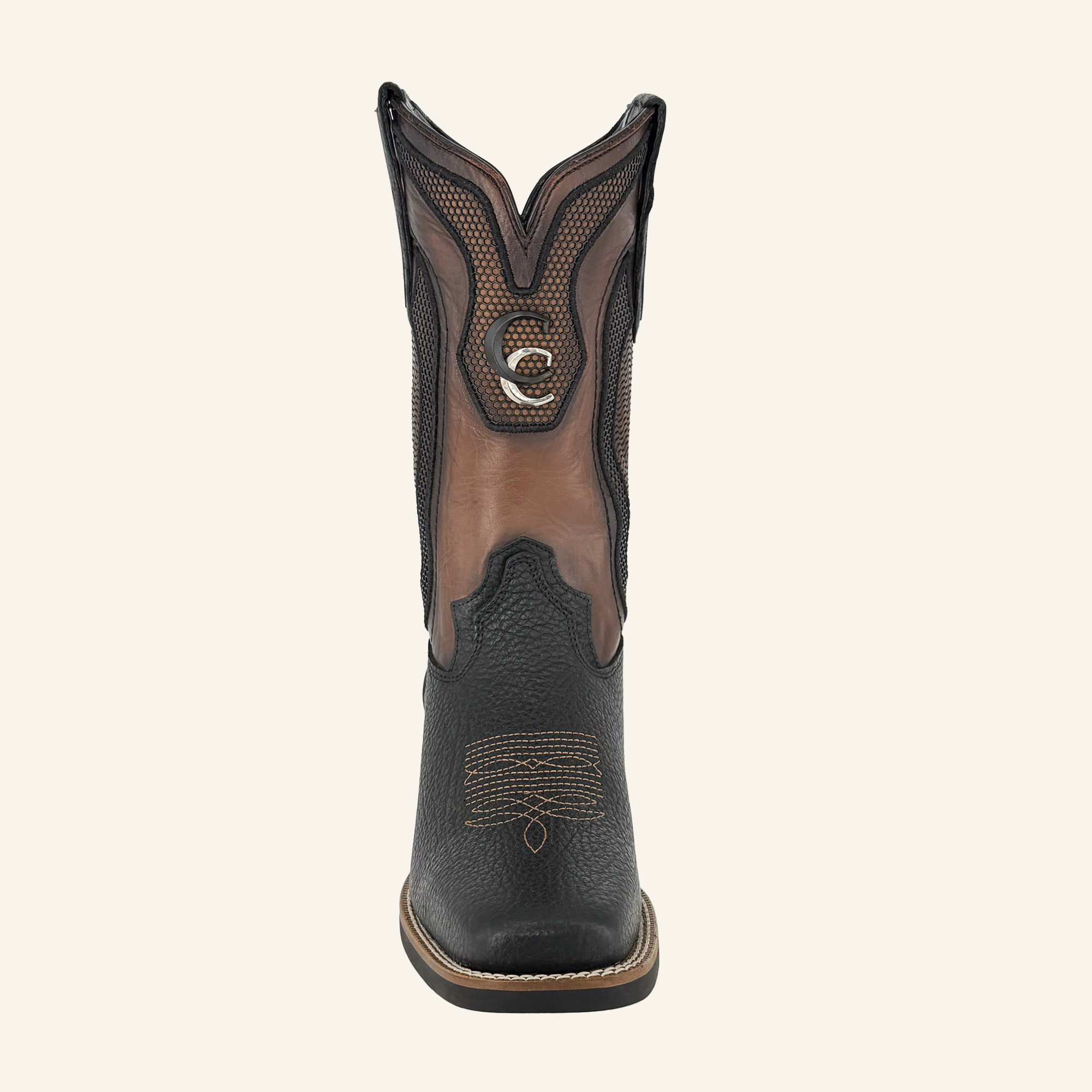 Cuadra Men's American Bison Embroidery Square Toe CU982 - Black & Honey