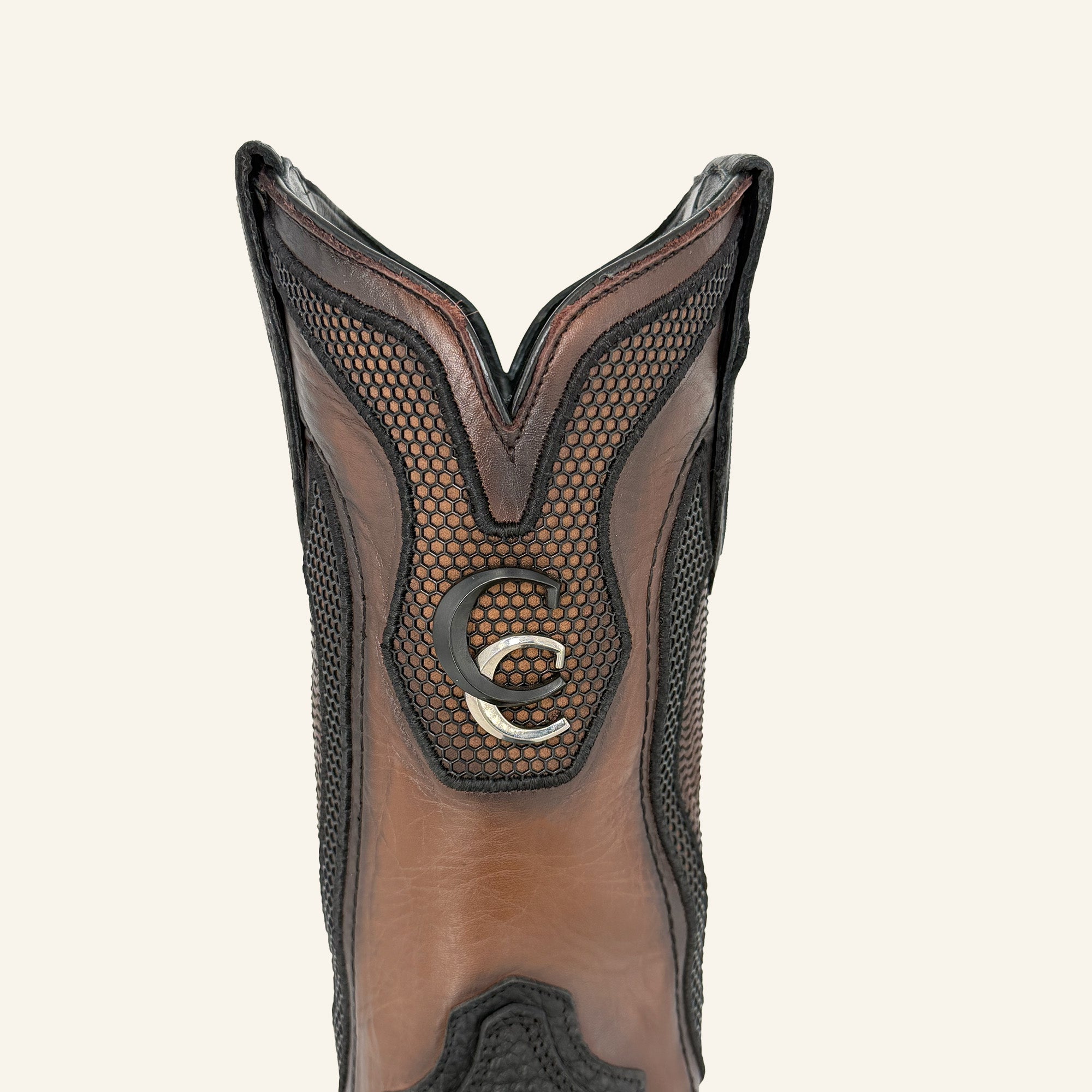 Cuadra Men's American Bison Embroidery Square Toe CU982 - Black & Honey
