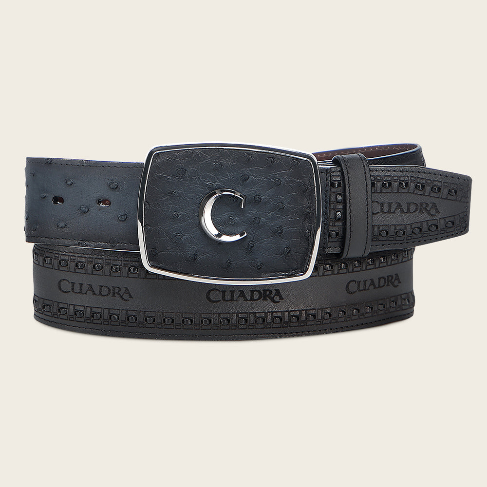 Cuadra Men's Blue Ostrich Belt BC421