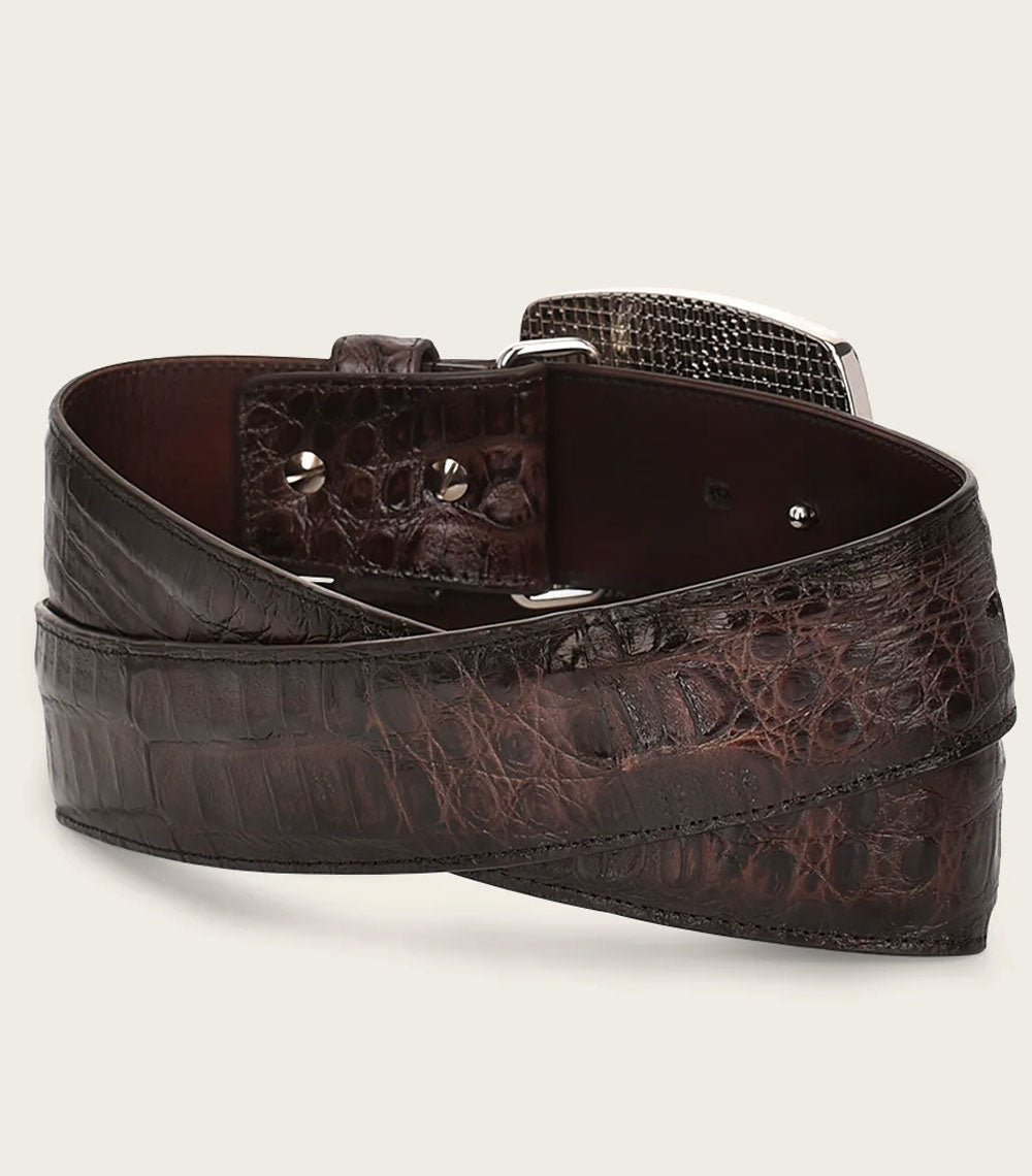 Cuadra Men's Caiman Chocolate Exotic Belt BC308