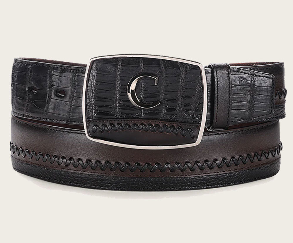 Cuadra Men's Black Caiman Western Belt BC368