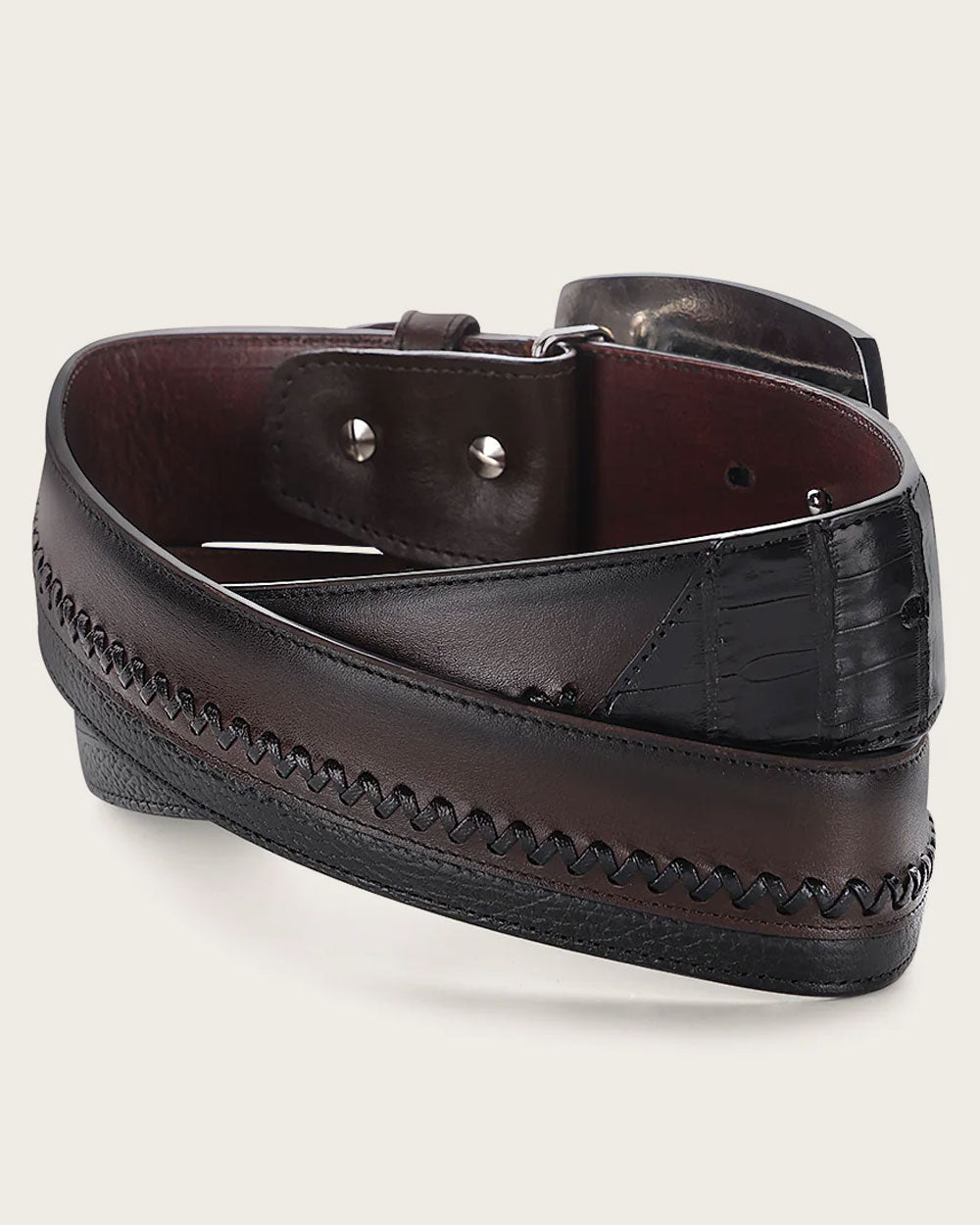 Cuadra Men's Black Caiman Western Belt BC368