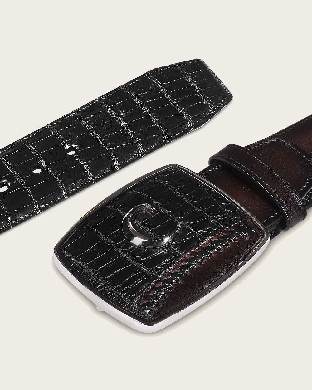 Cuadra Men's Black Caiman Western Belt BC368
