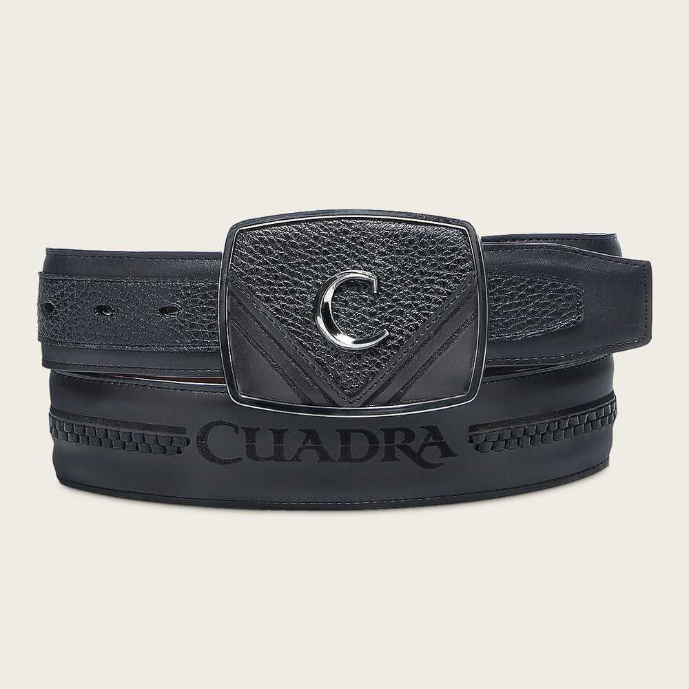 Cuadra Men's Black Deer Laser Belt BC404