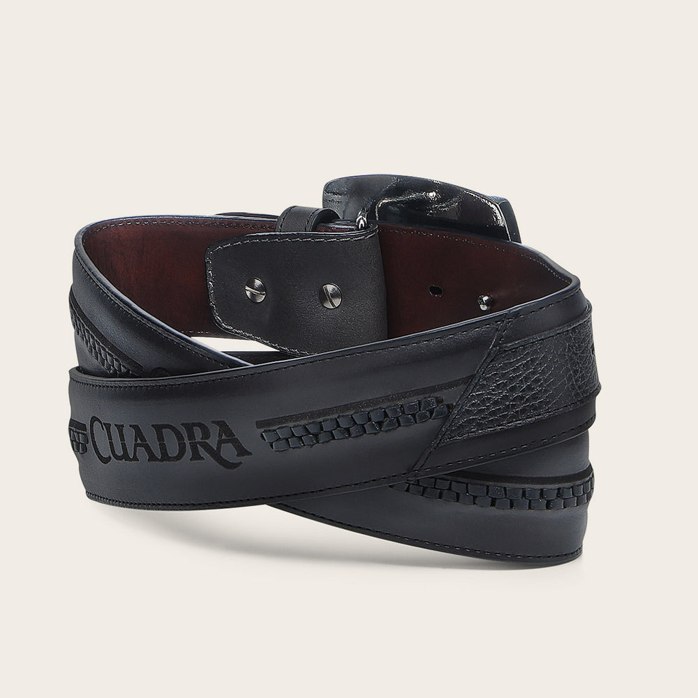 Cuadra Men's Black Deer Laser Belt BC404