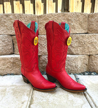Cargar imagen en el visor de la galería, Corral Women&#39;s Snip Toe Boots Z5073 Stitch Pattern &amp; Inlay Pullstraps - Red

