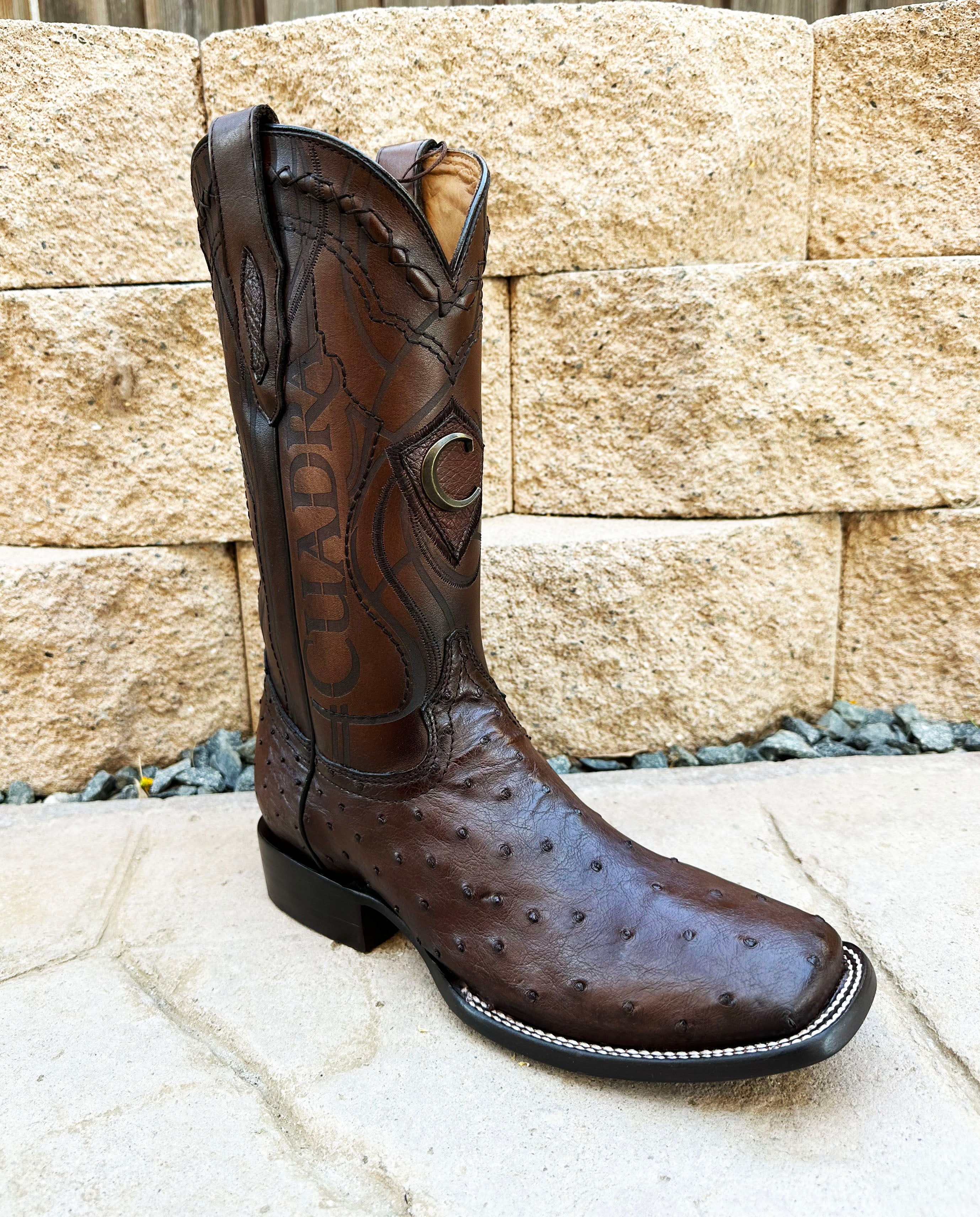 Cuadra Men's Ostrich Square Toe CU677 - Flame Cafe
