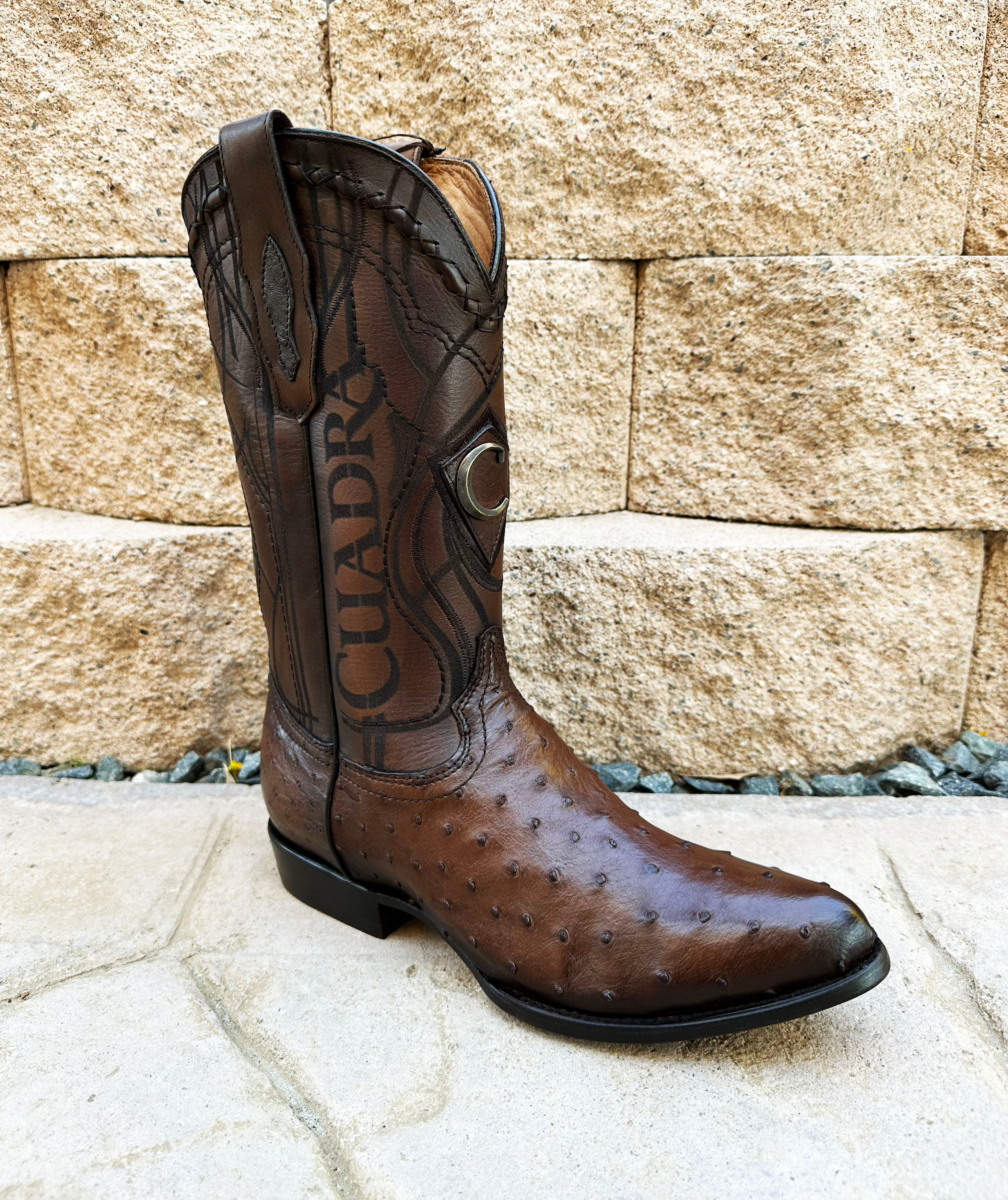 Cuadra Men’s Round Toe Boots (Semi Oval) Ostrich CU681 - Flame Cafe