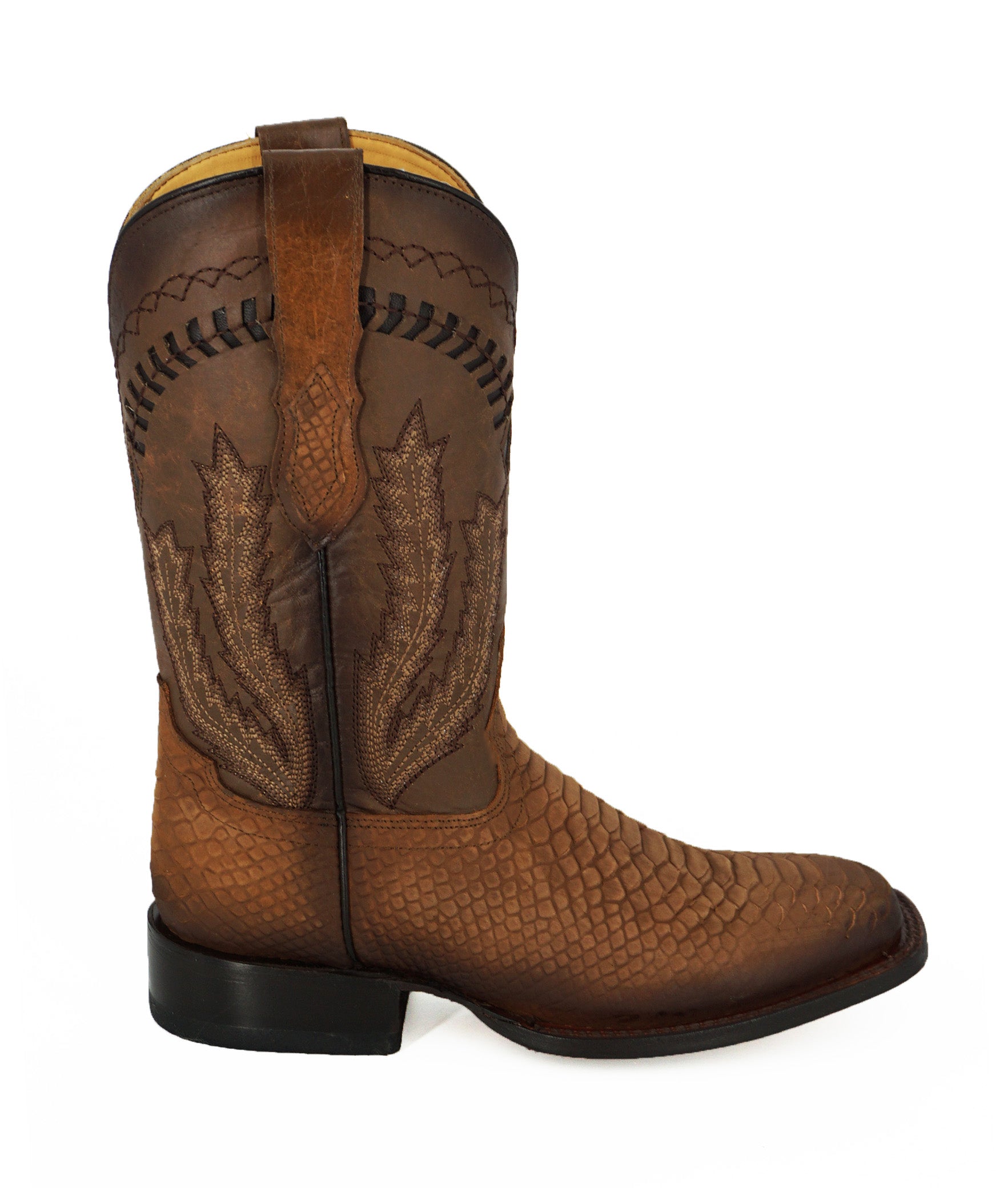 Hooch Men's Wide Square Toe Python Print H52R6351 - Nobuck Honey