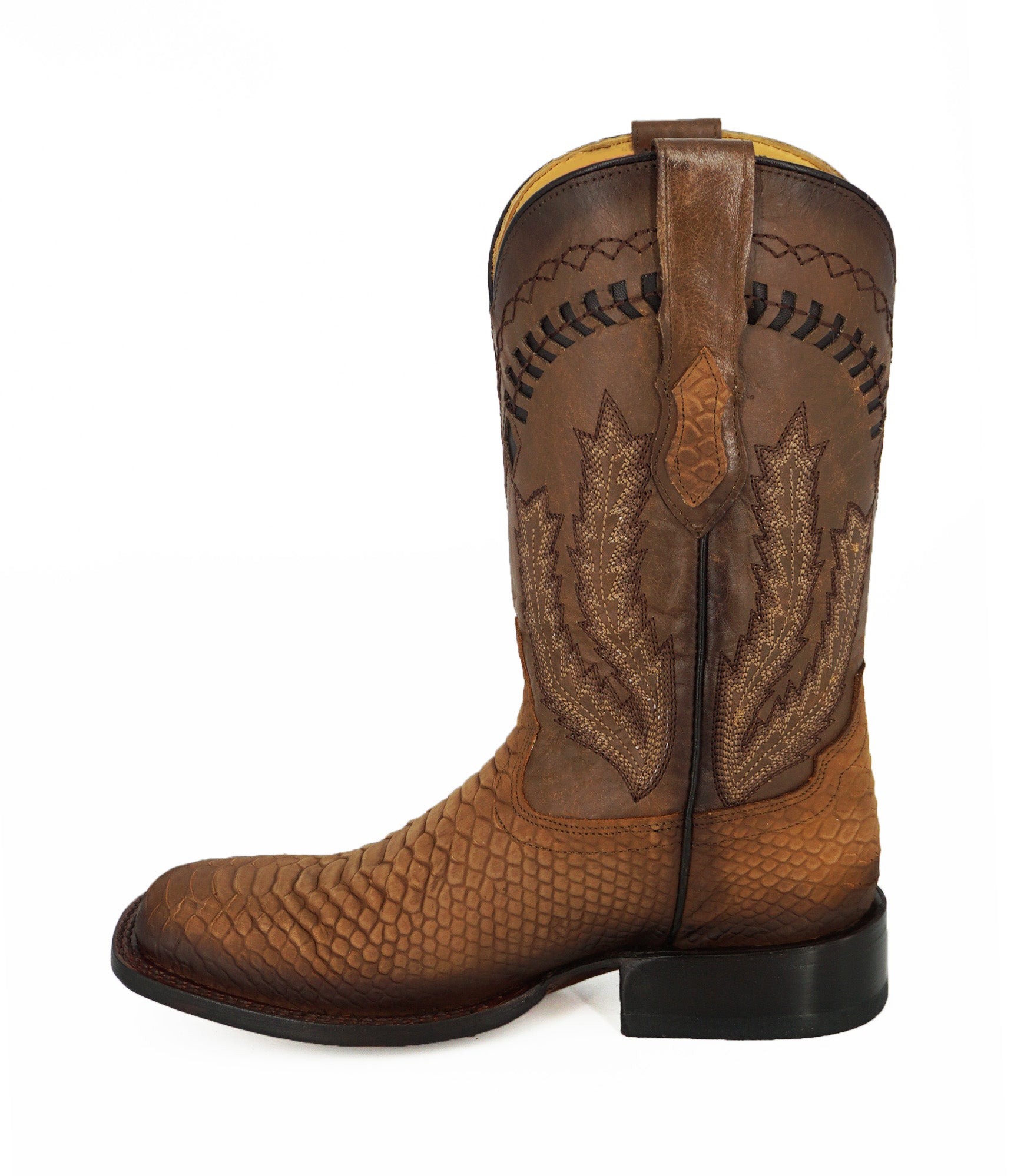 Hooch Men's Wide Square Toe Python Print H52R6351 - Nobuck Honey