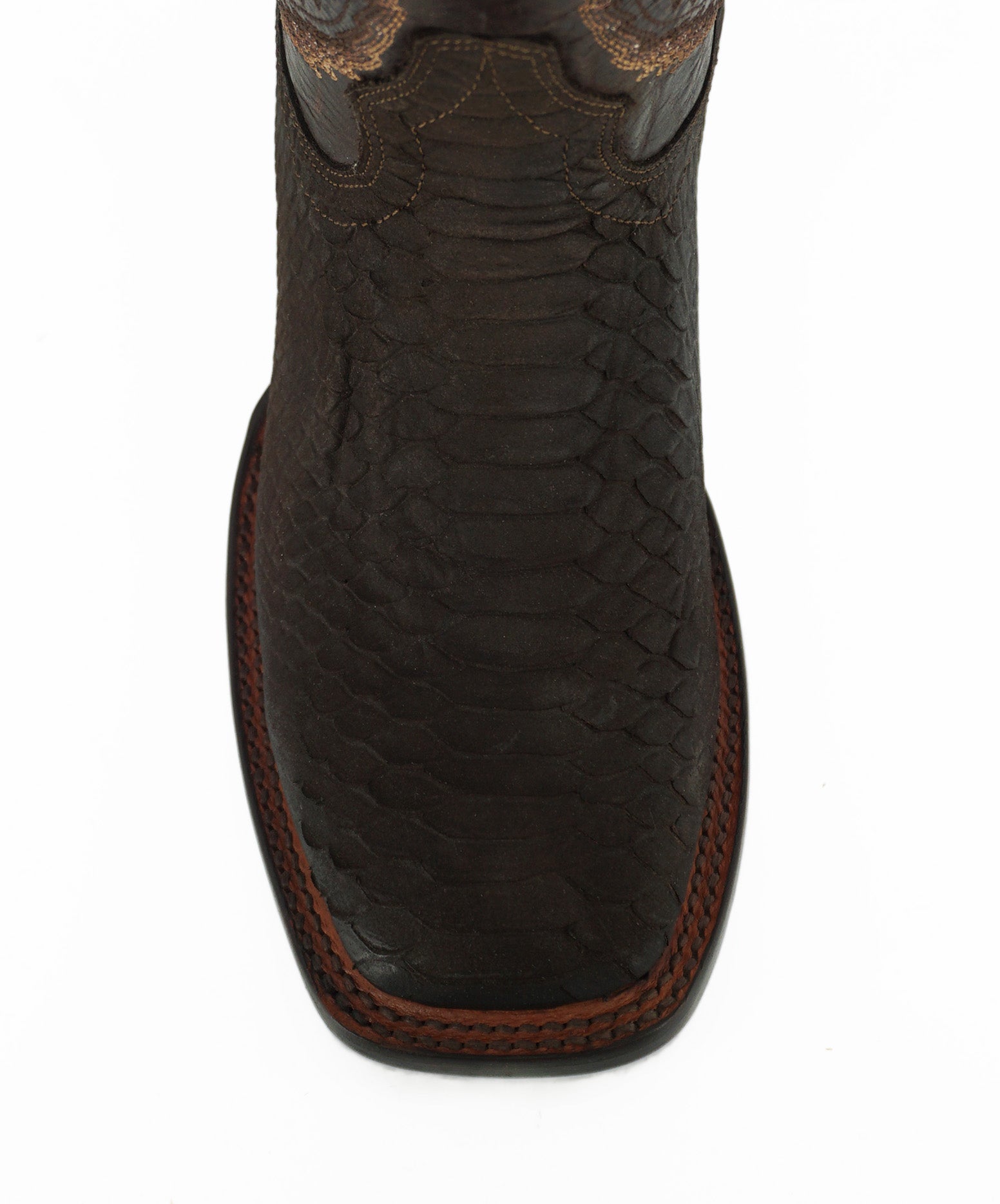 Hooch Men's Wide Square Toe Python Print H52R6394 - Nobuck Chocolate