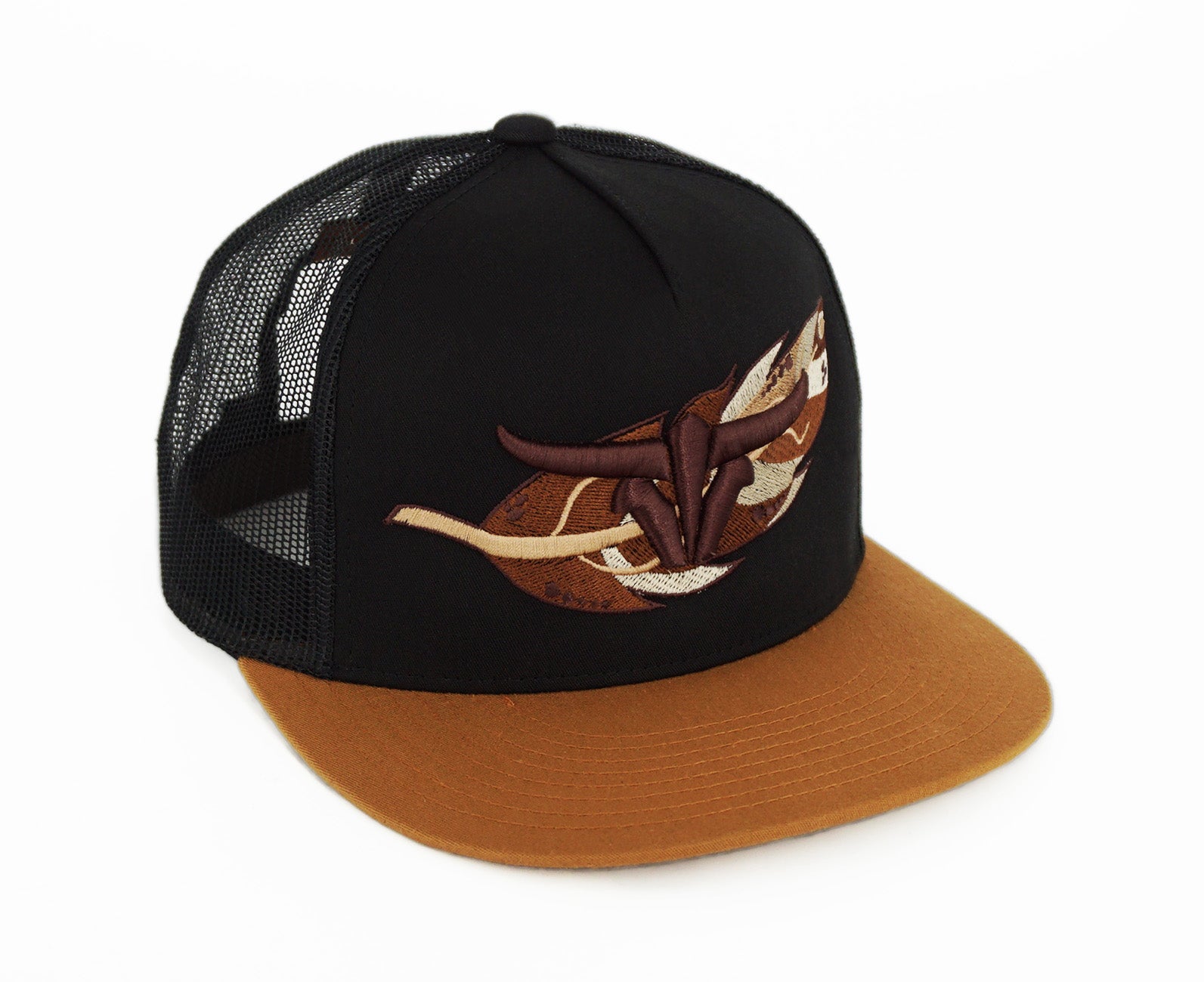 El Viejon Brand Feather Black Flat Visor Hat