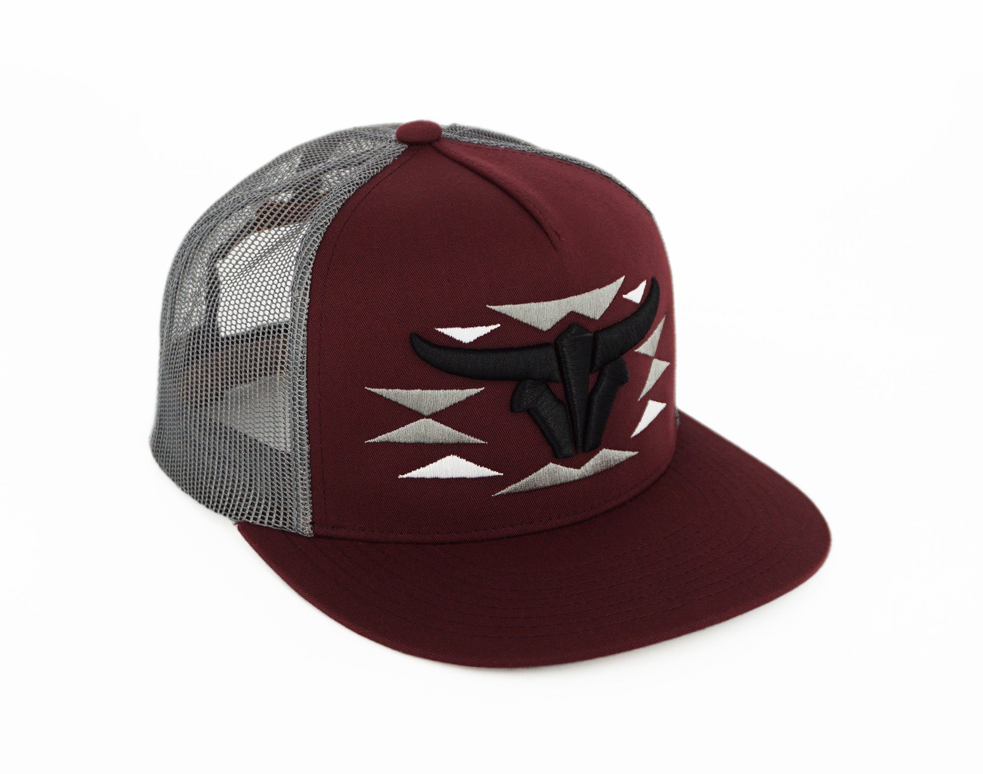 El Viejon Brand Cherokee Maroon Flat Visor Hat