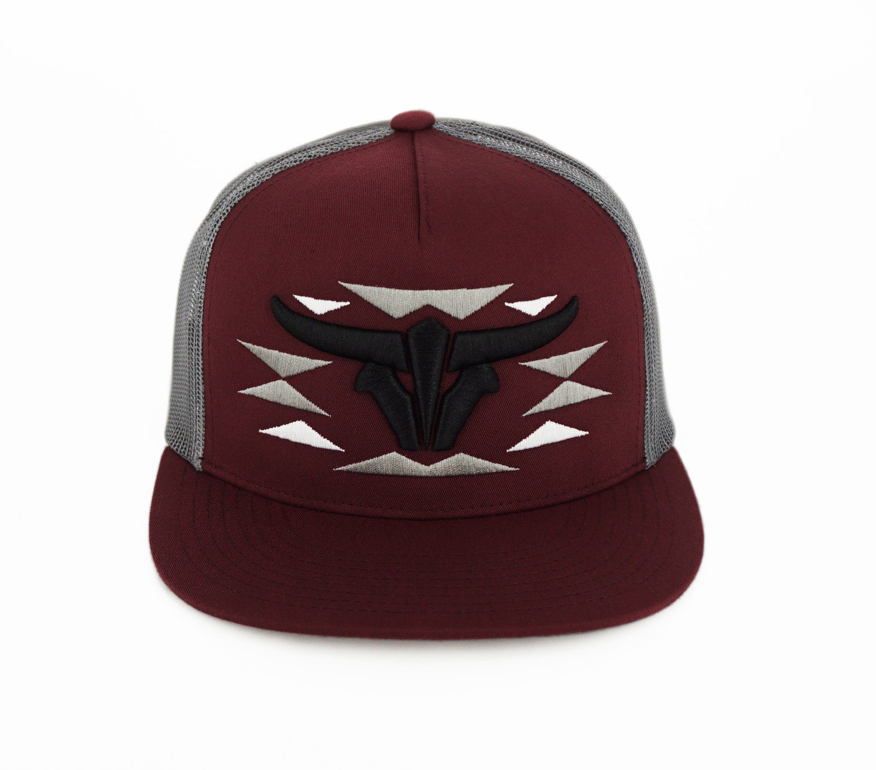 El Viejon Brand Cherokee Maroon Flat Visor Hat