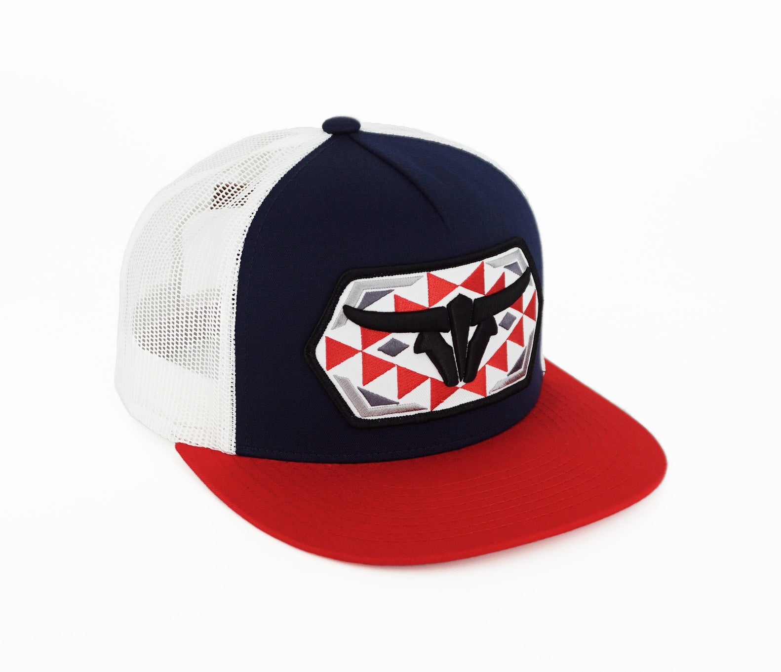 El Viejon Brand Native Red/Blue/White Flat Visor Hat