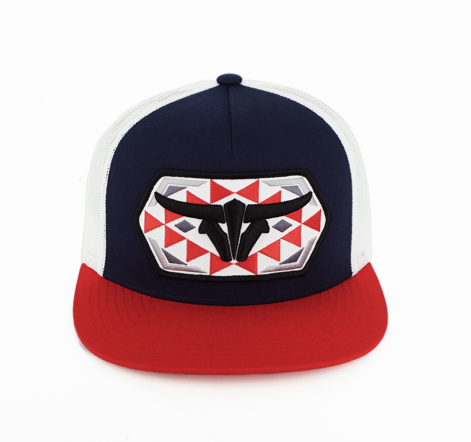 El Viejon Brand Native Red/Blue/White Flat Visor Hat