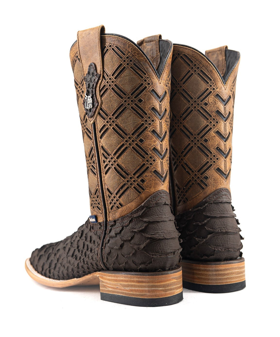 Rock'em Men's Bradley Python Print Square Toe Cowboy Boot MR22 - Matte Brown
