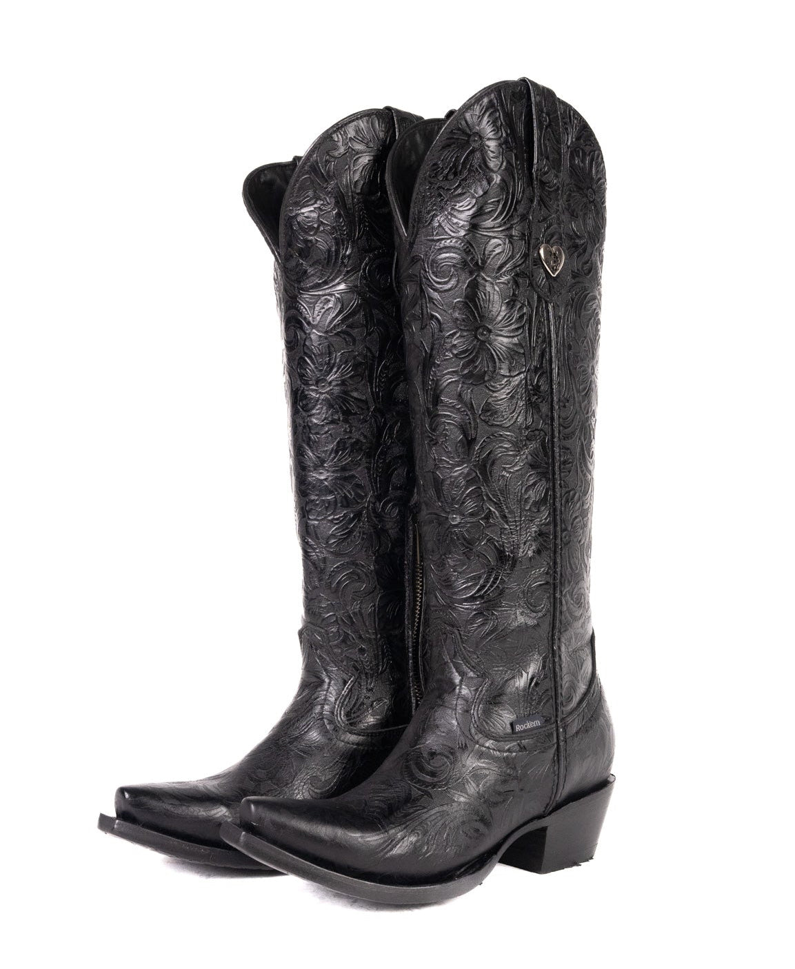 Rock'em Nancy Tall Calf Snip Toe Cowgirl Boot 014 - Black