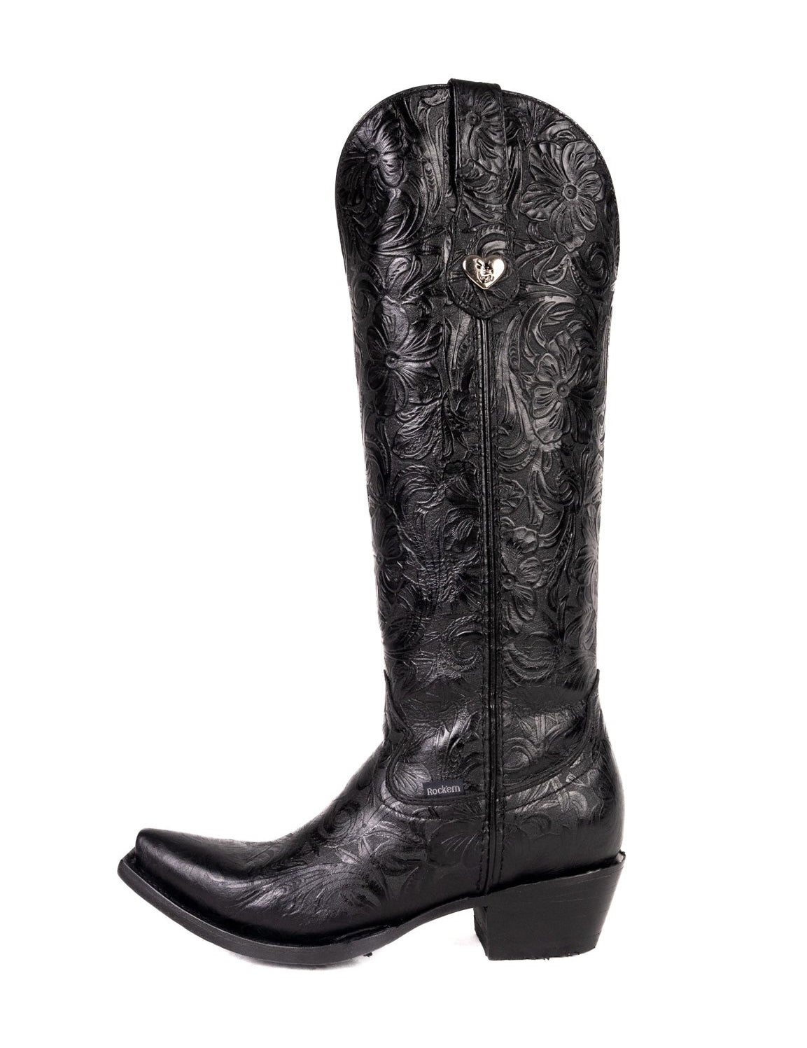 Rock'em Nancy Tall Calf Snip Toe Cowgirl Boot 014 - Black
