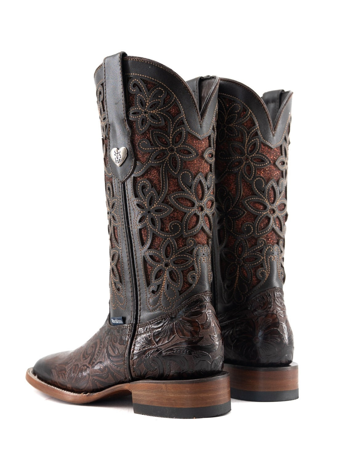 Rock'em Women's Alma Flor de Luz Tooled Square Toe 012 - Brown
