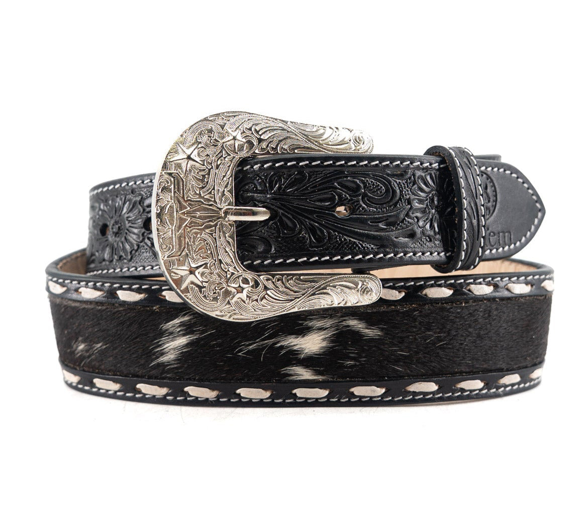 Rock'em Cattleman Cowhide Cowboy Belt - Black