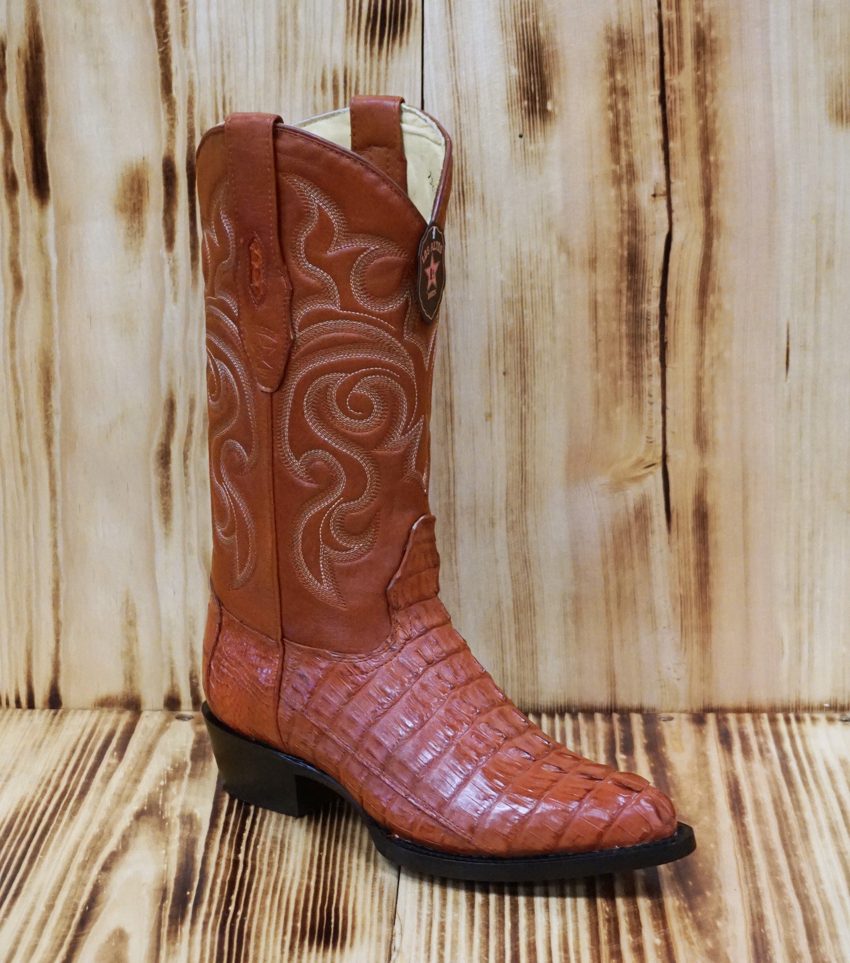 Los Altos Boots J-Toe Caiman Tail 990103 - Cognac