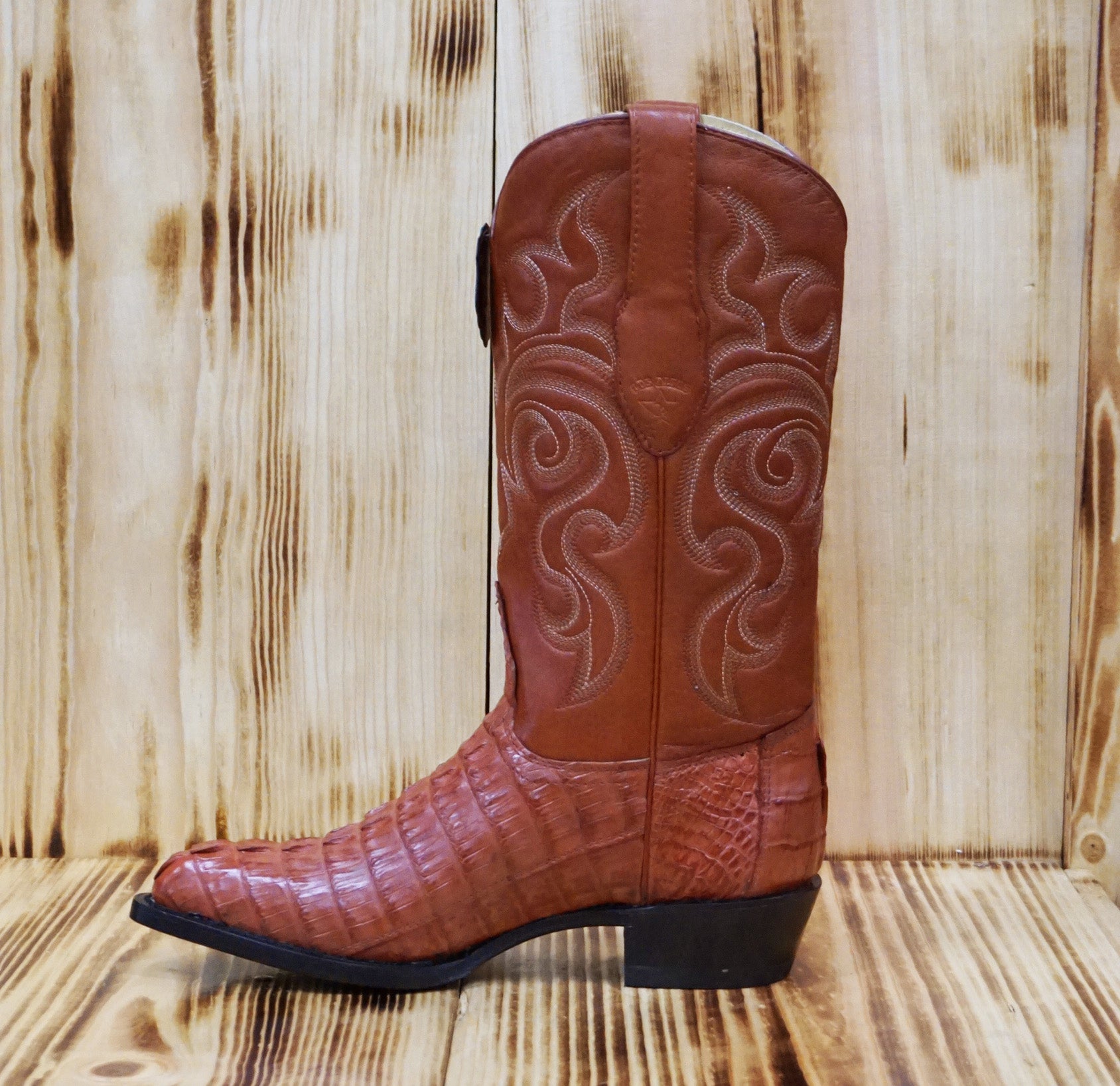 Los Altos Boots J-Toe Caiman Tail 990103 - Cognac