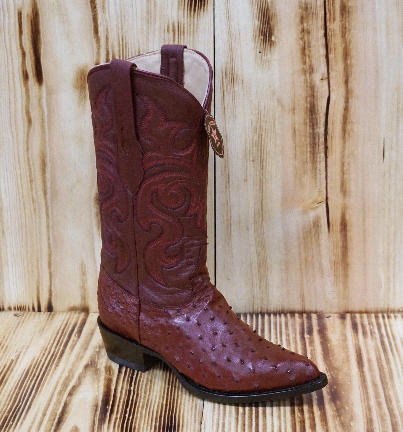 Los Altos Boots J-Toe Ostrich 990306 - Burgundy