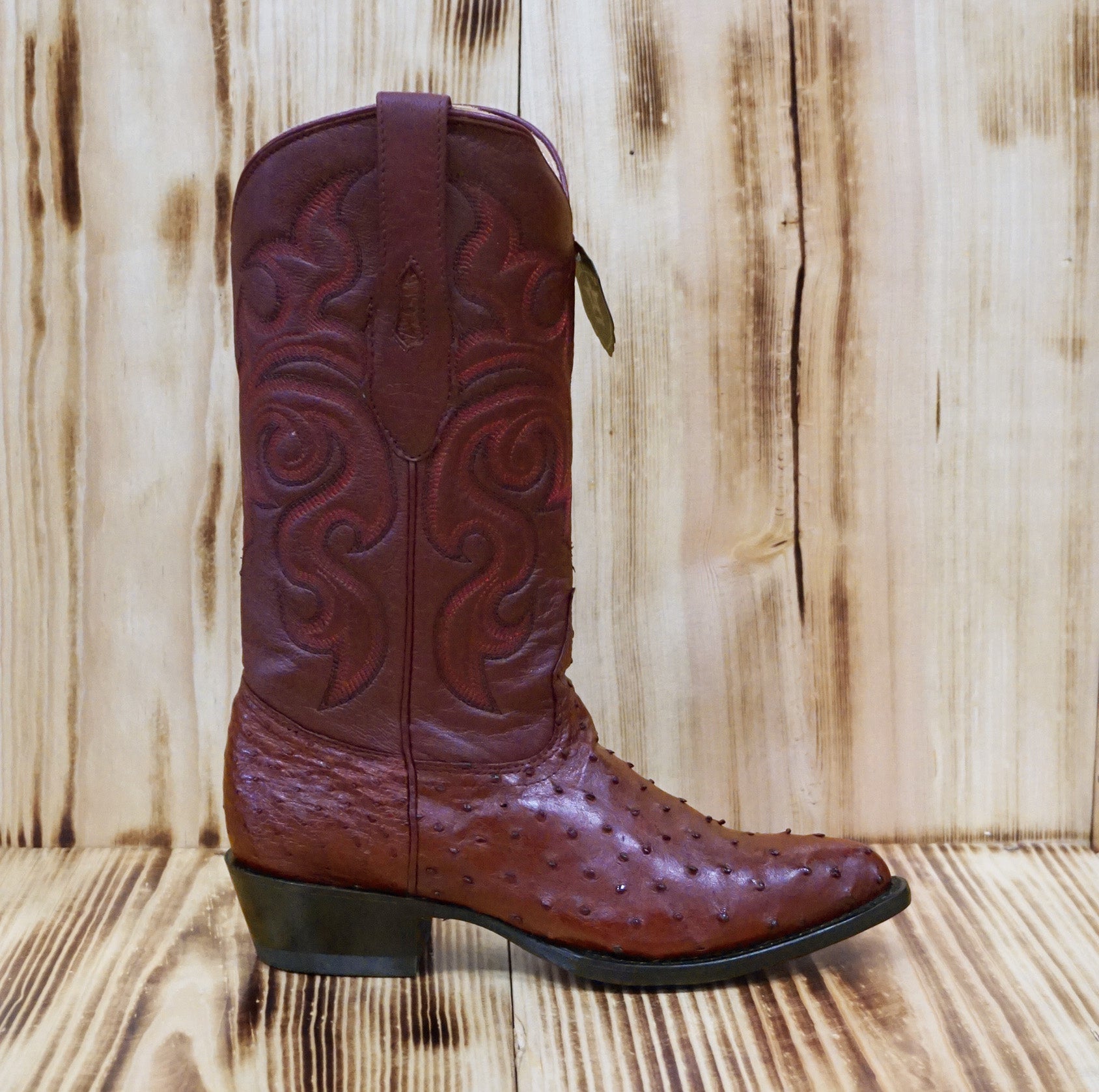 Los Altos Boots J-Toe Ostrich 990306 - Burgundy