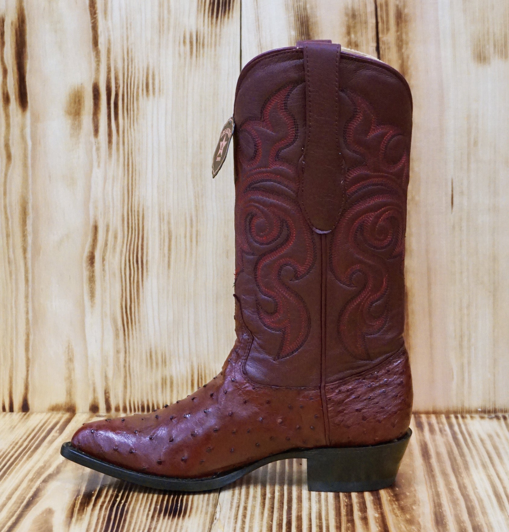 Los Altos Boots J-Toe Ostrich 990306 - Burgundy