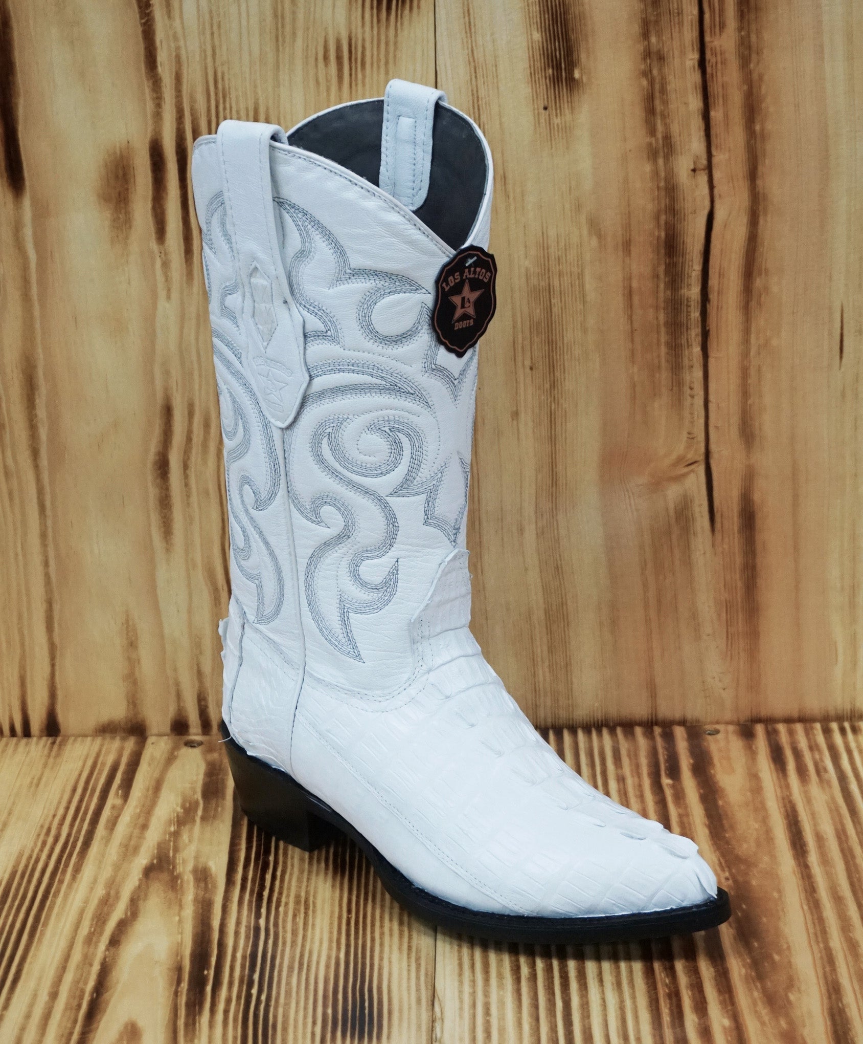 Los Altos Boots J-Toe Caiman Tail 990128 - White