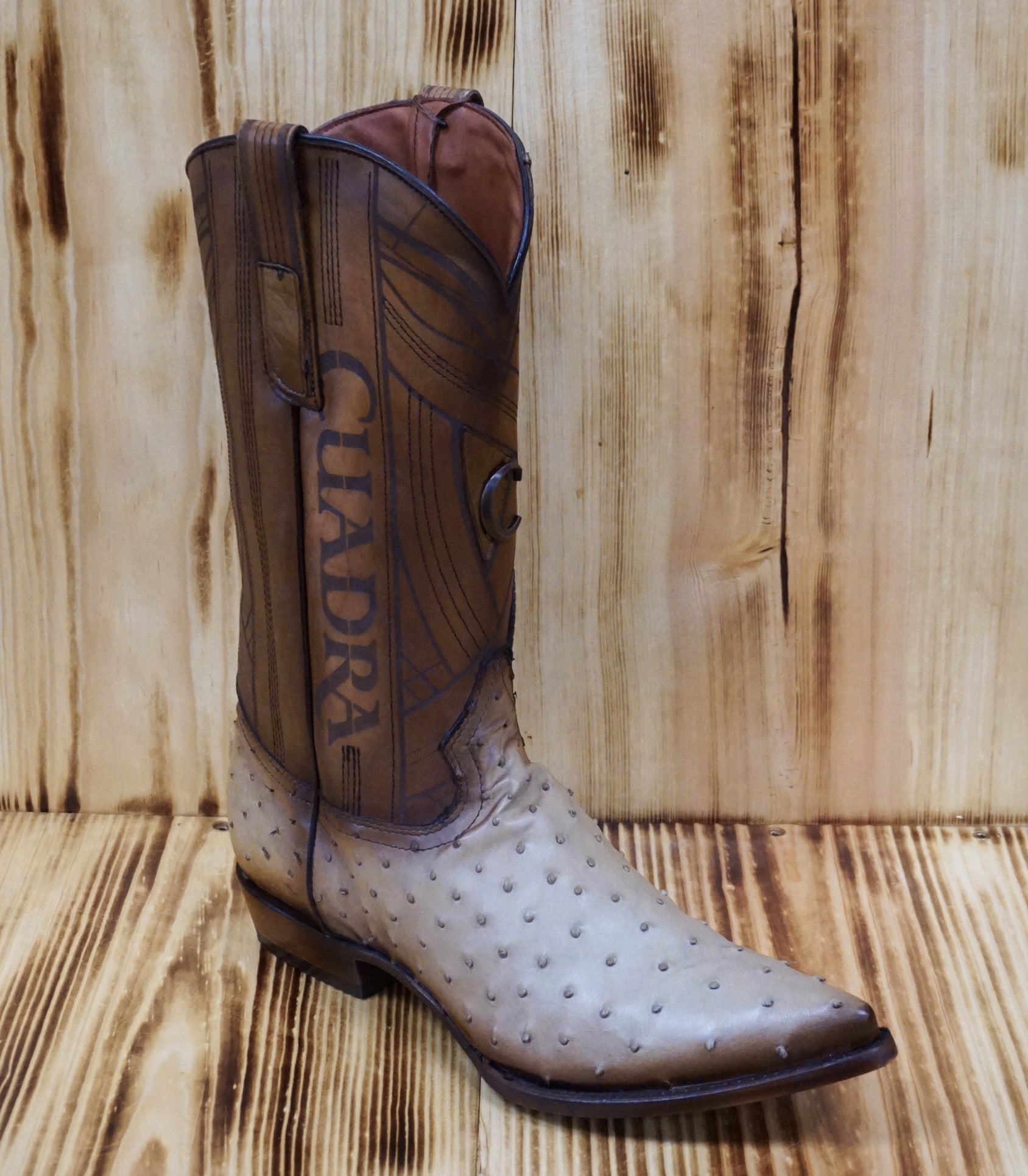 Cuadra Men's Ostrich Laser and Embroidery Traditional Pointed Toe CU811 - Flame Orix