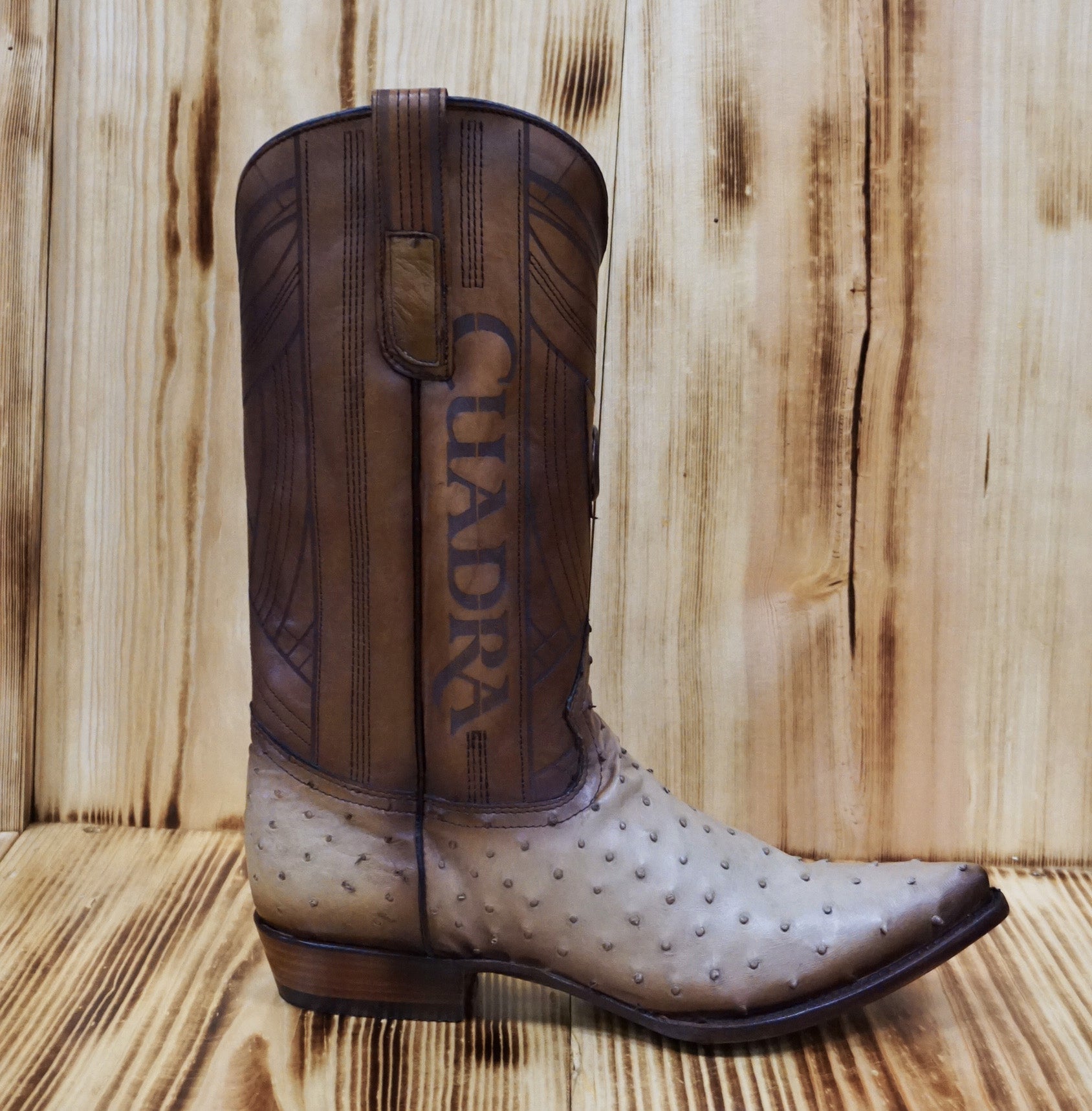 Cuadra Men's Ostrich Laser and Embroidery Traditional Pointed Toe CU811 - Flame Orix