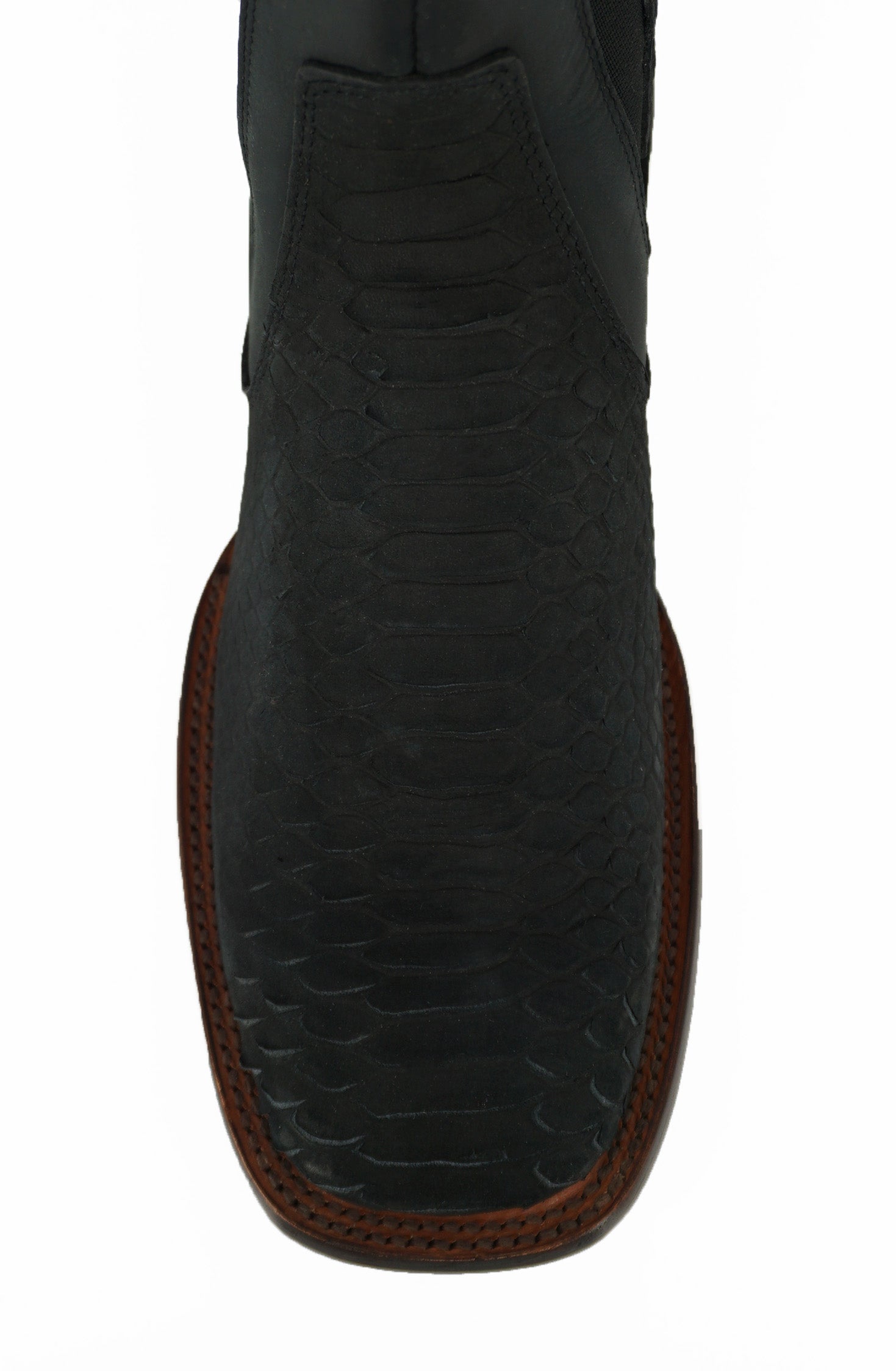 Hooch Men's Wide Square Toe Python Print H42R6305 - Nobuck Black