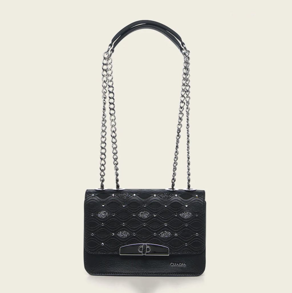 Cuadra Black Laser ans Studs Handbag DU693