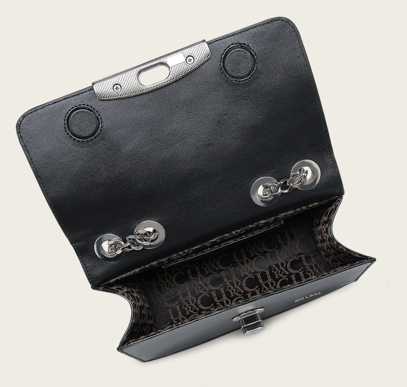 Cuadra Black Laser ans Studs Handbag DU693