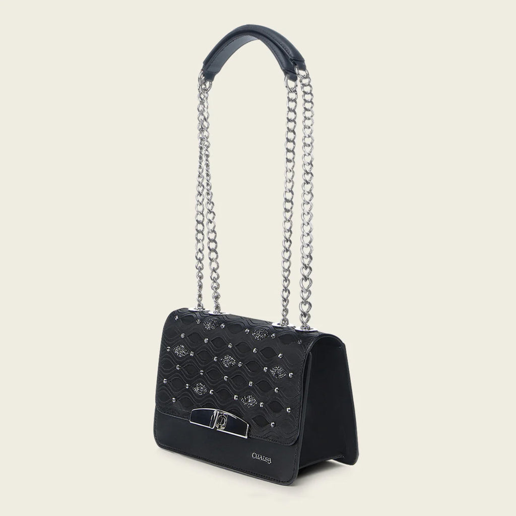 Cuadra Black Laser ans Studs Handbag DU693