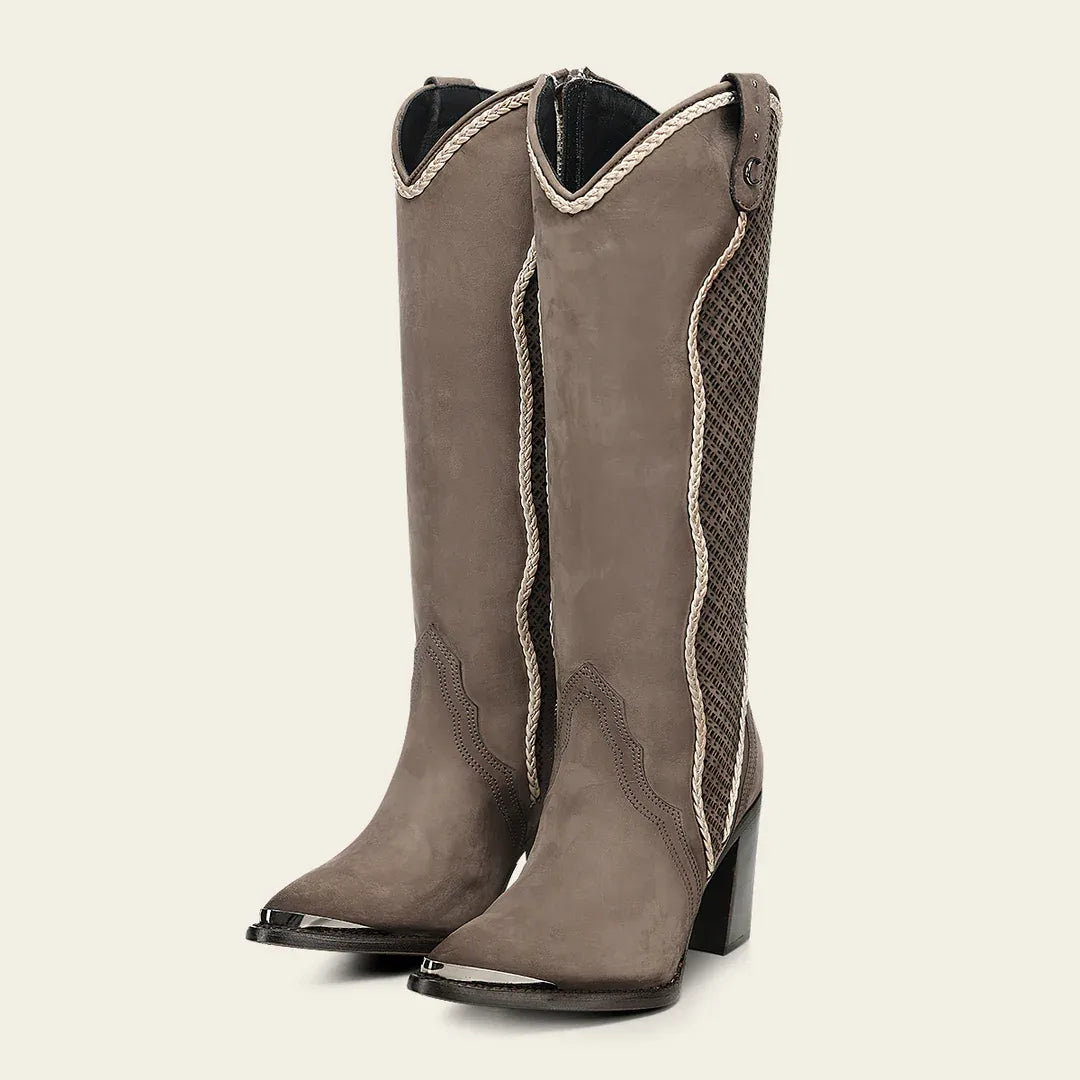 Cuadra Women's Studs and Zipper Pointed Toe CC335 - Grey
