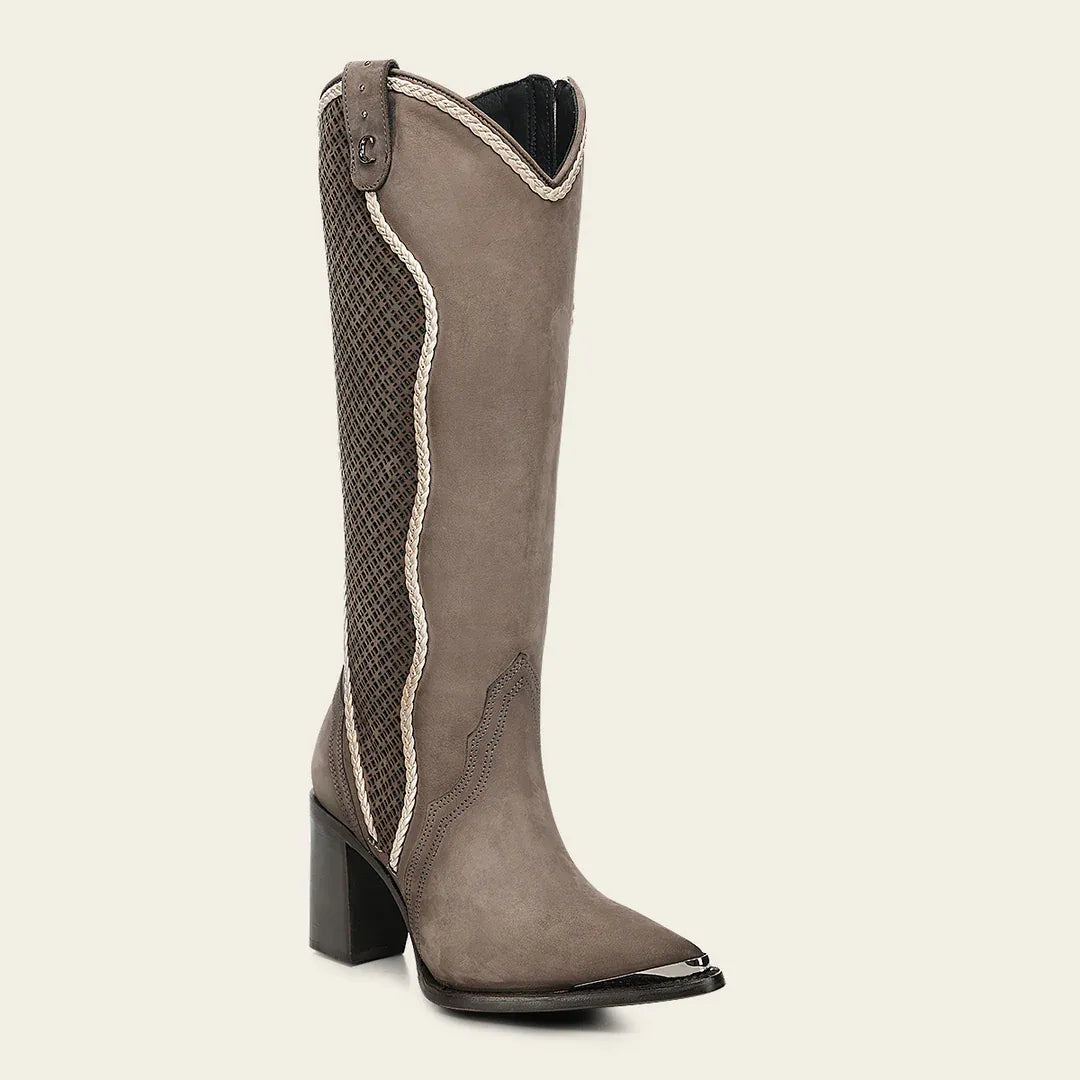 Cuadra Women's Studs and Zipper Pointed Toe CC335 - Grey