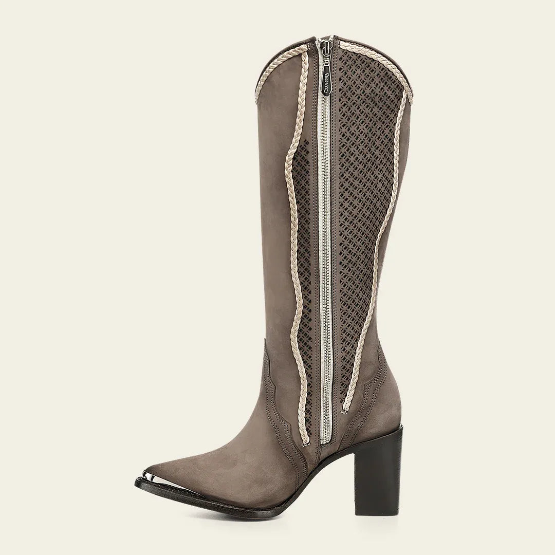 Cuadra Women's Studs and Zipper Pointed Toe CC335 - Grey