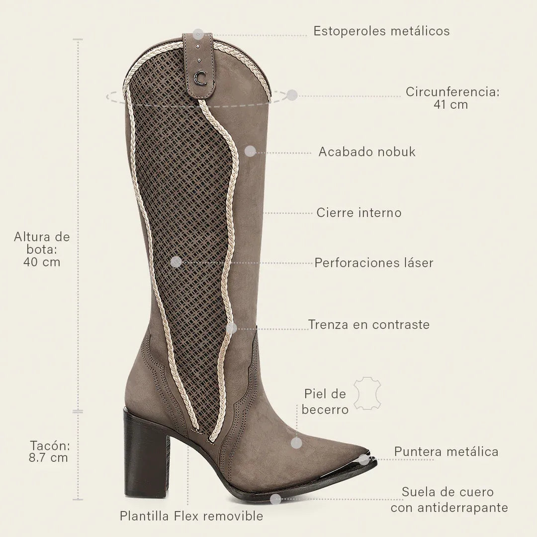 Cuadra Women's Studs and Zipper Pointed Toe CC335 - Grey