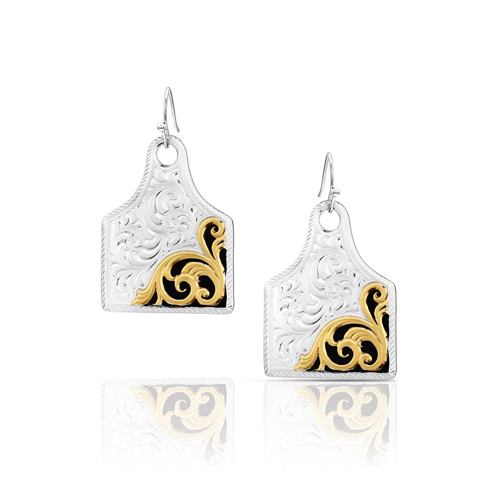 Montana Rural Route Cow Tag Earrings ER6504NFG