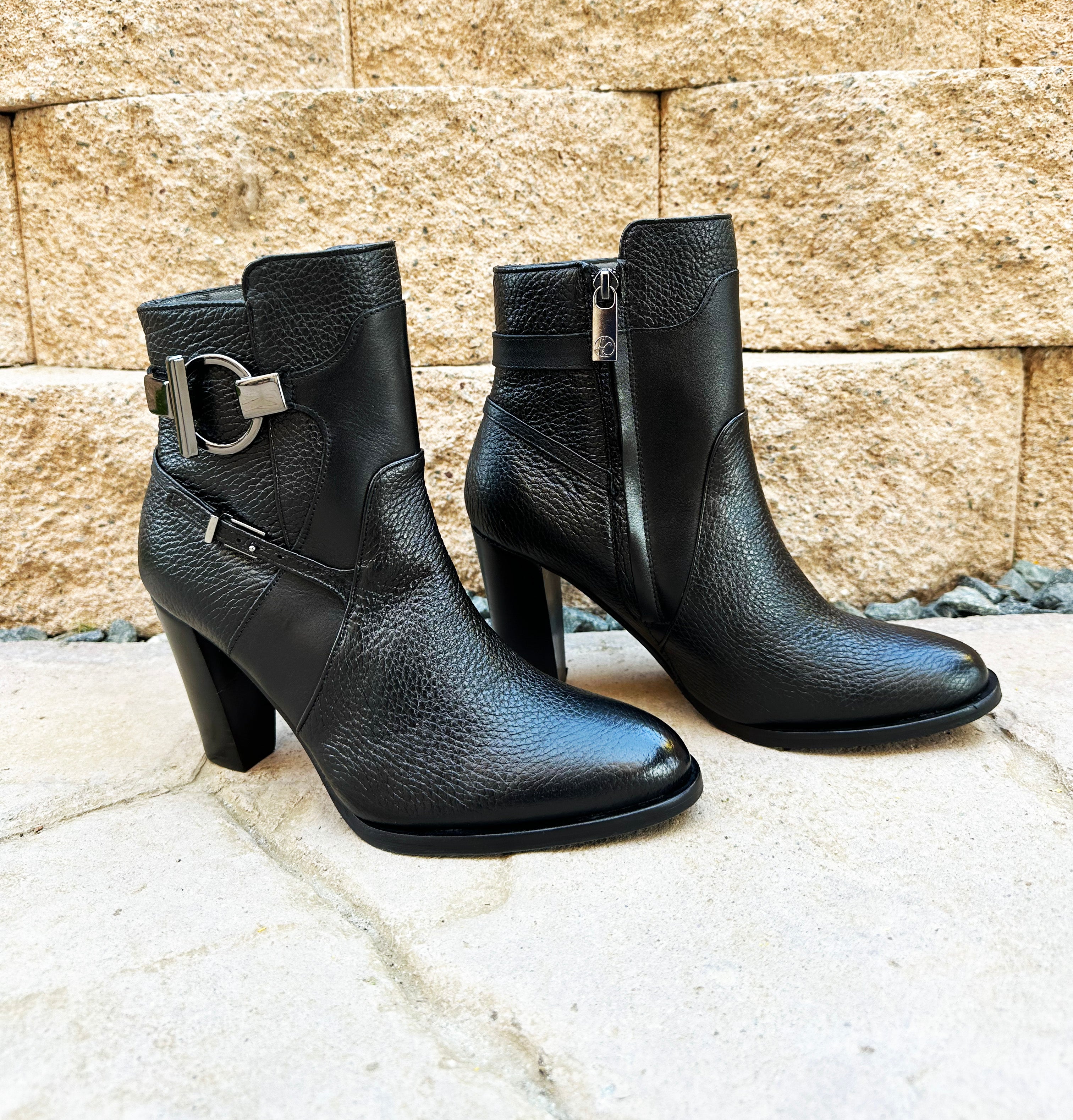 Cuadra Women's Short Boot Deer/Calf FC590 - Black