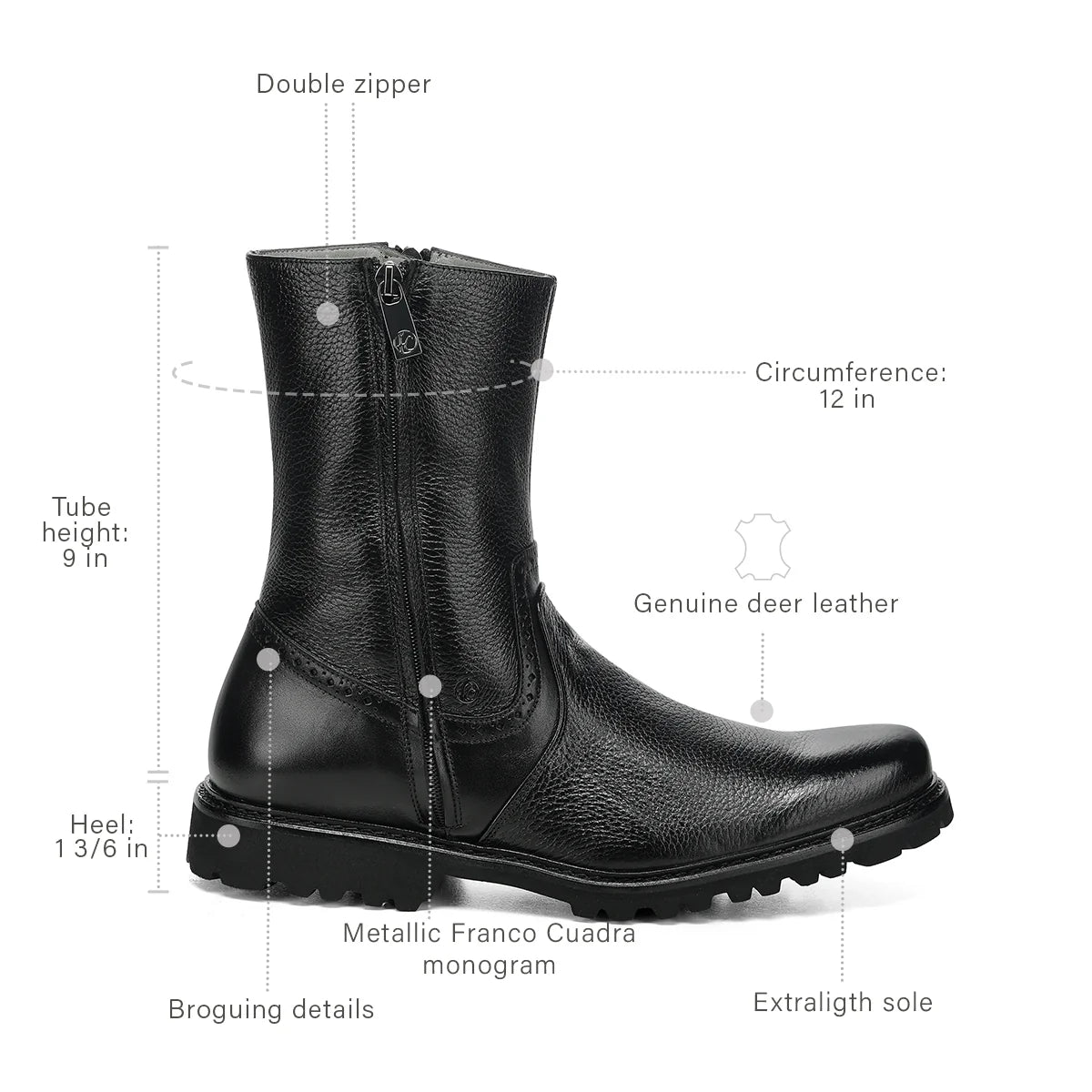 Franco Cuadra Collection Deer Short Boot FF403 - Black