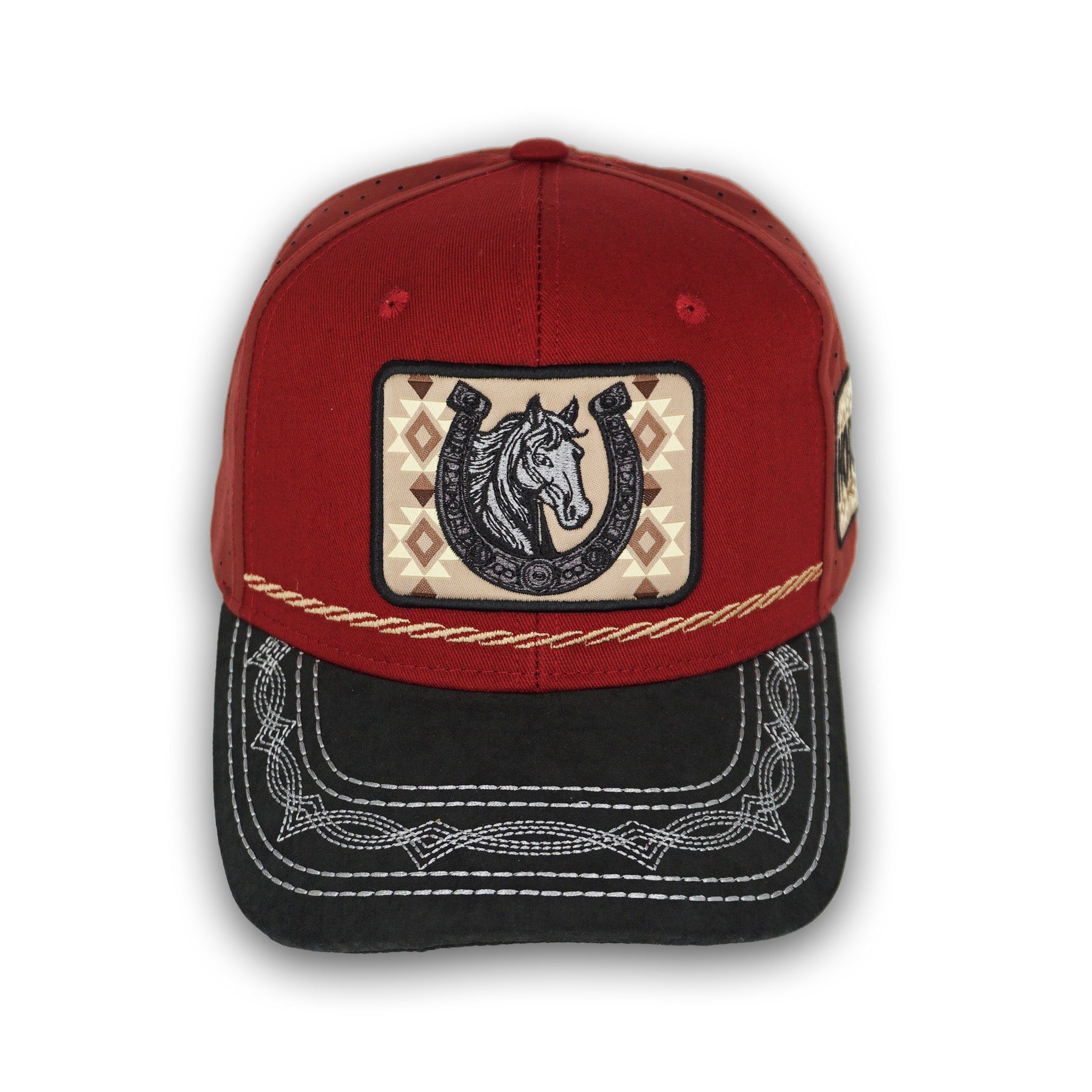Horse Burgundy Snapback Hat GC03
