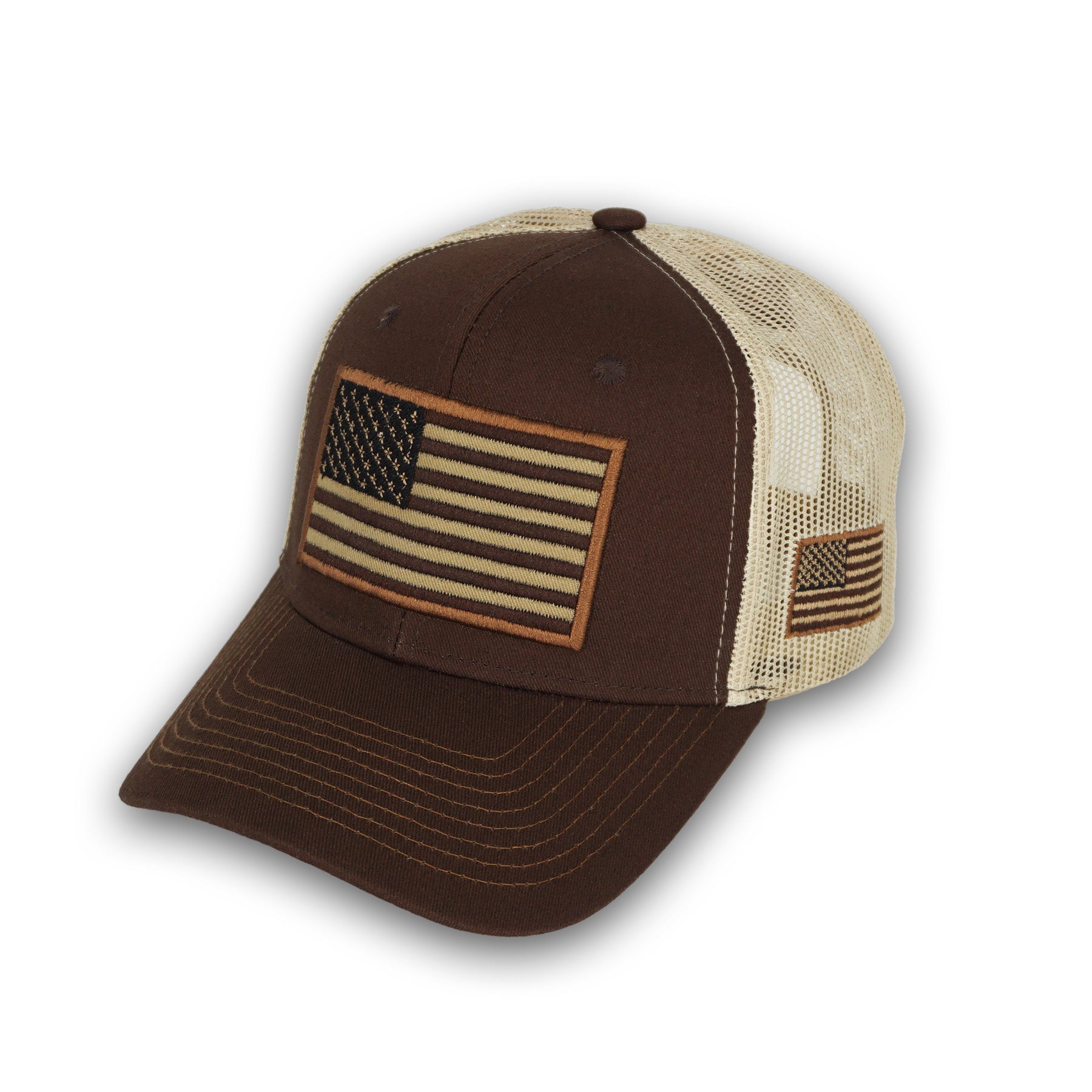 American Flag Brown Snapback Hat GC13